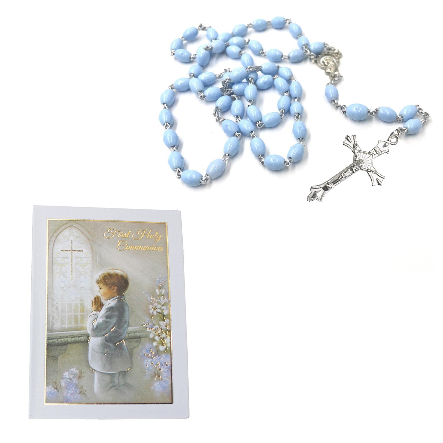 First Holy Communion Rosary and Prayer Guide Gift Set for Boys - Blue 1438 | Perfect for First Communion Ceremonies, Religious Gifts, and Catholic Sacraments