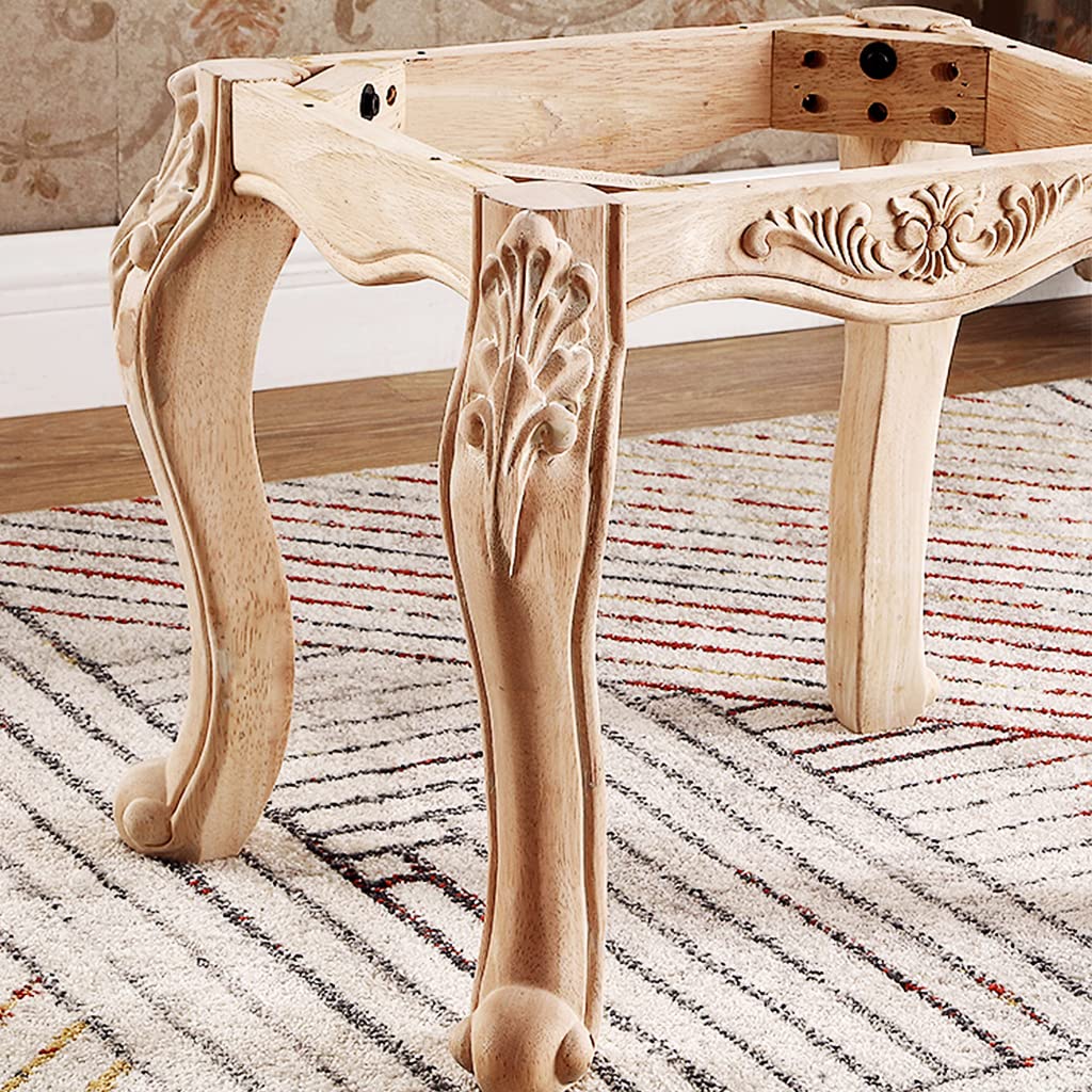 Wooden Vanity Chair Stool with Leather Padded Cushion - Stylish Rivet Design Piano Bench for Makeup Dressing (42x34x45cm) - Perfect for Bedroom, Bathroom & Dressing Room