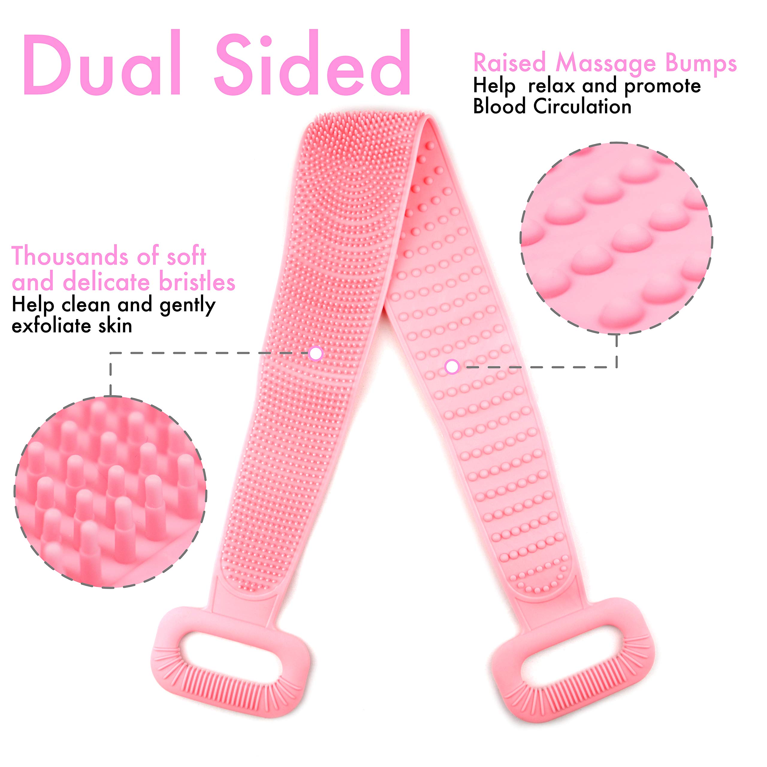 Chafful Silicone Back Shower Scrubber - Exfoliating & Massage Belt Brush for Men & Women - Perfect for Deep Cleaning, Relaxation & Skin Care in Bath or Shower