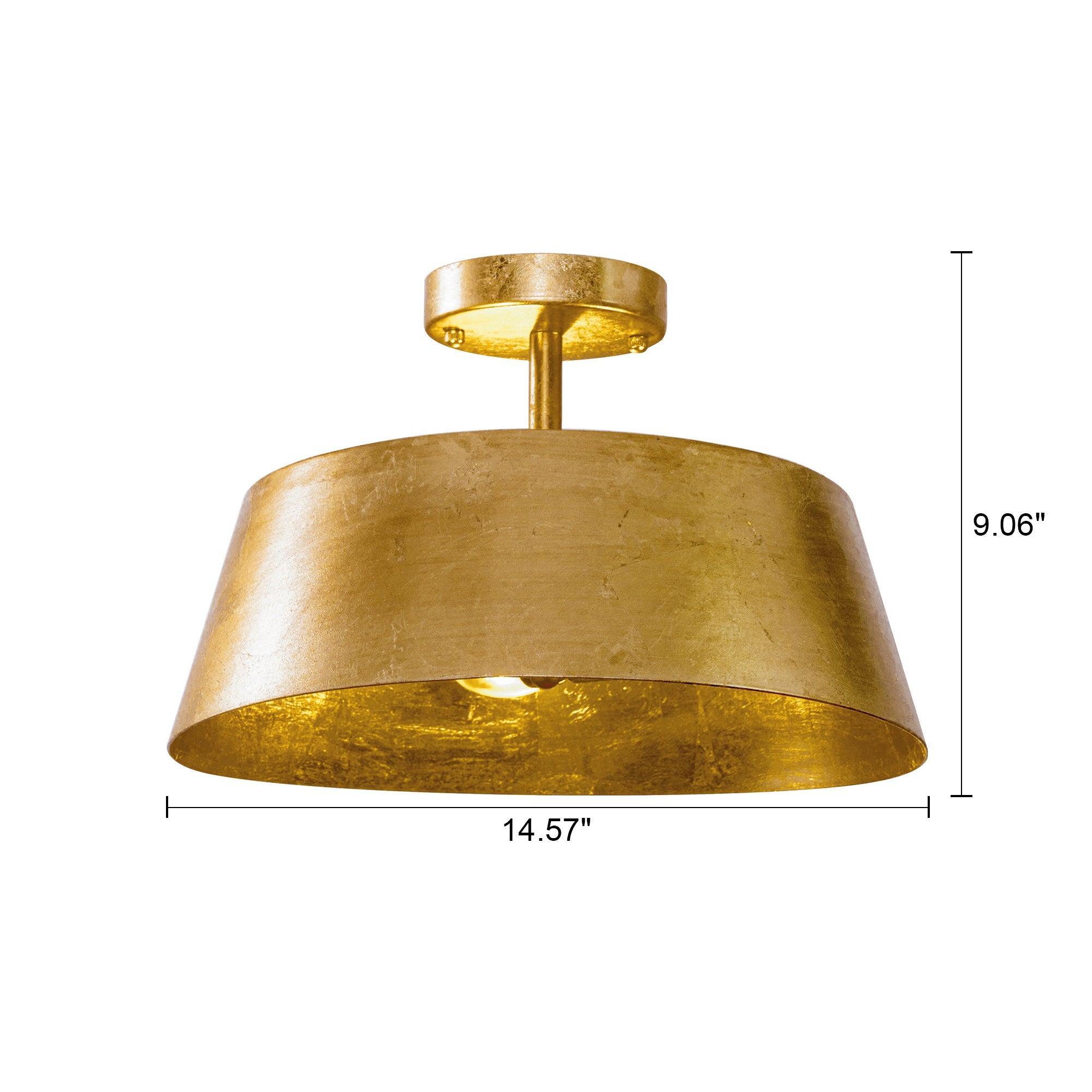 3-Light Golden Semi Flush Mount Ceiling Light Fixture - Modern & Elegant Lighting for Bedroom, Hallway, or Dining Room