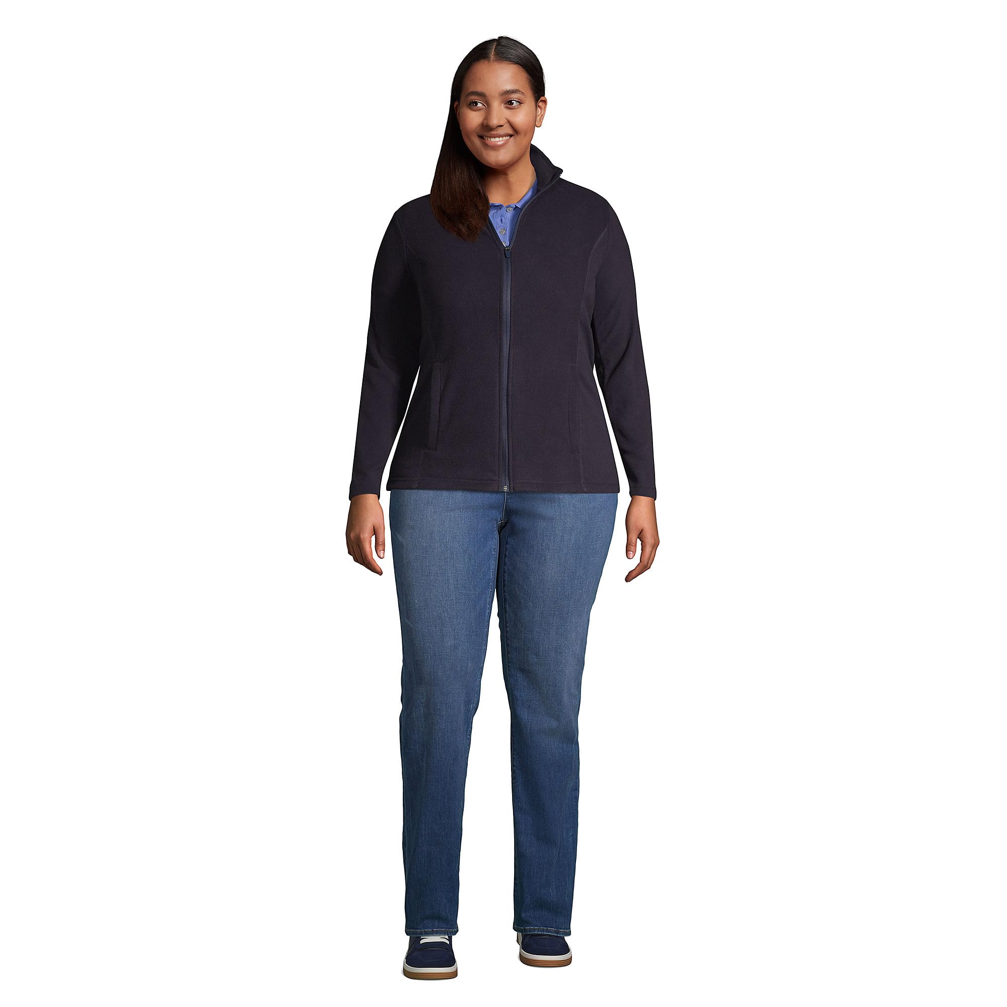 Lands' End Women's Thermacheck 100 Fleece Jacket - Warm Winter Outerwear for Hiking, Camping & Outdoor Activities