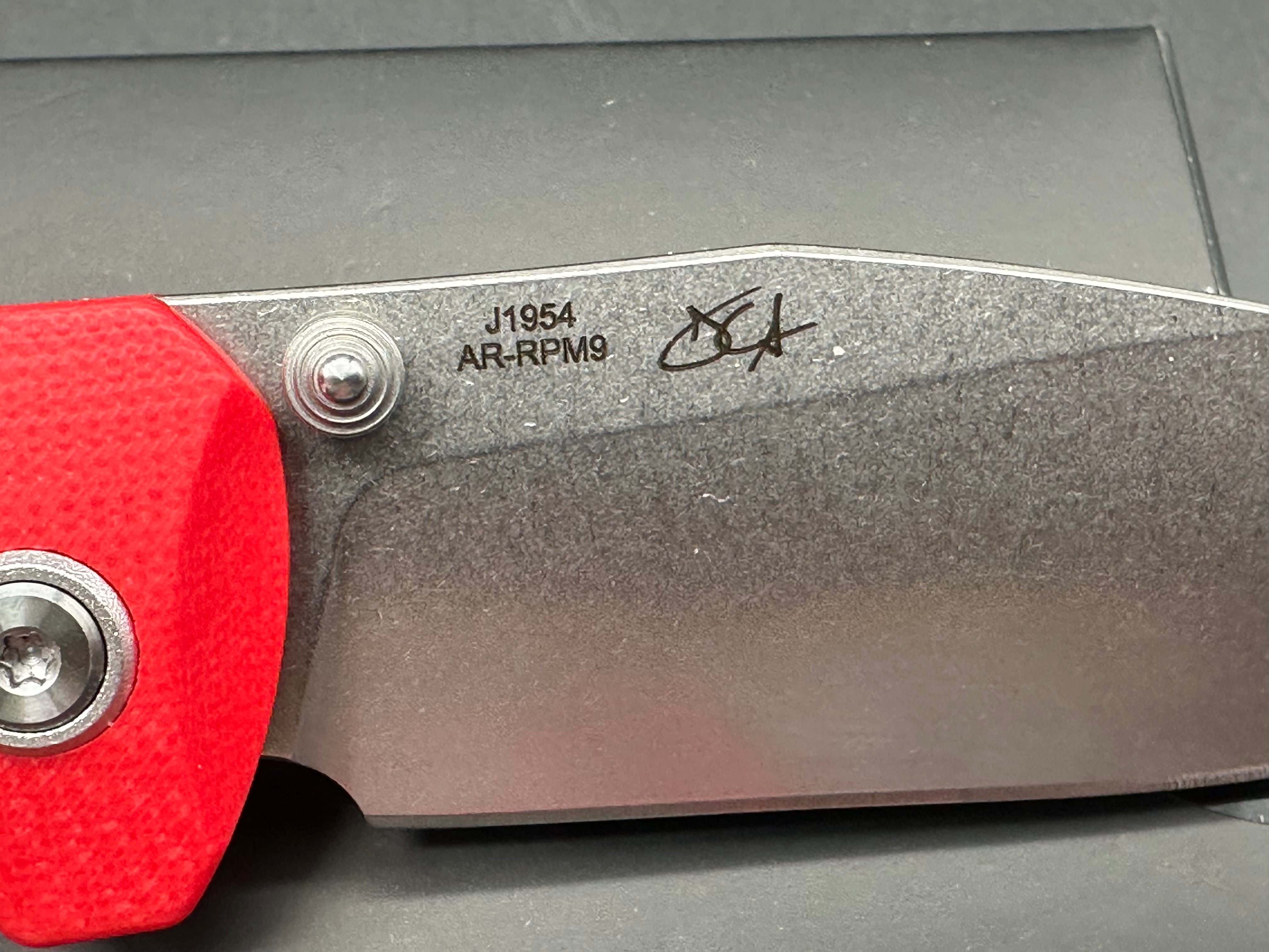 CJRB MAXIMAL Folding Knife - Red G10 Handle, AR-RPM9 Steel, Drop Point Blade for Outdoor Camping, Hiking & EDC