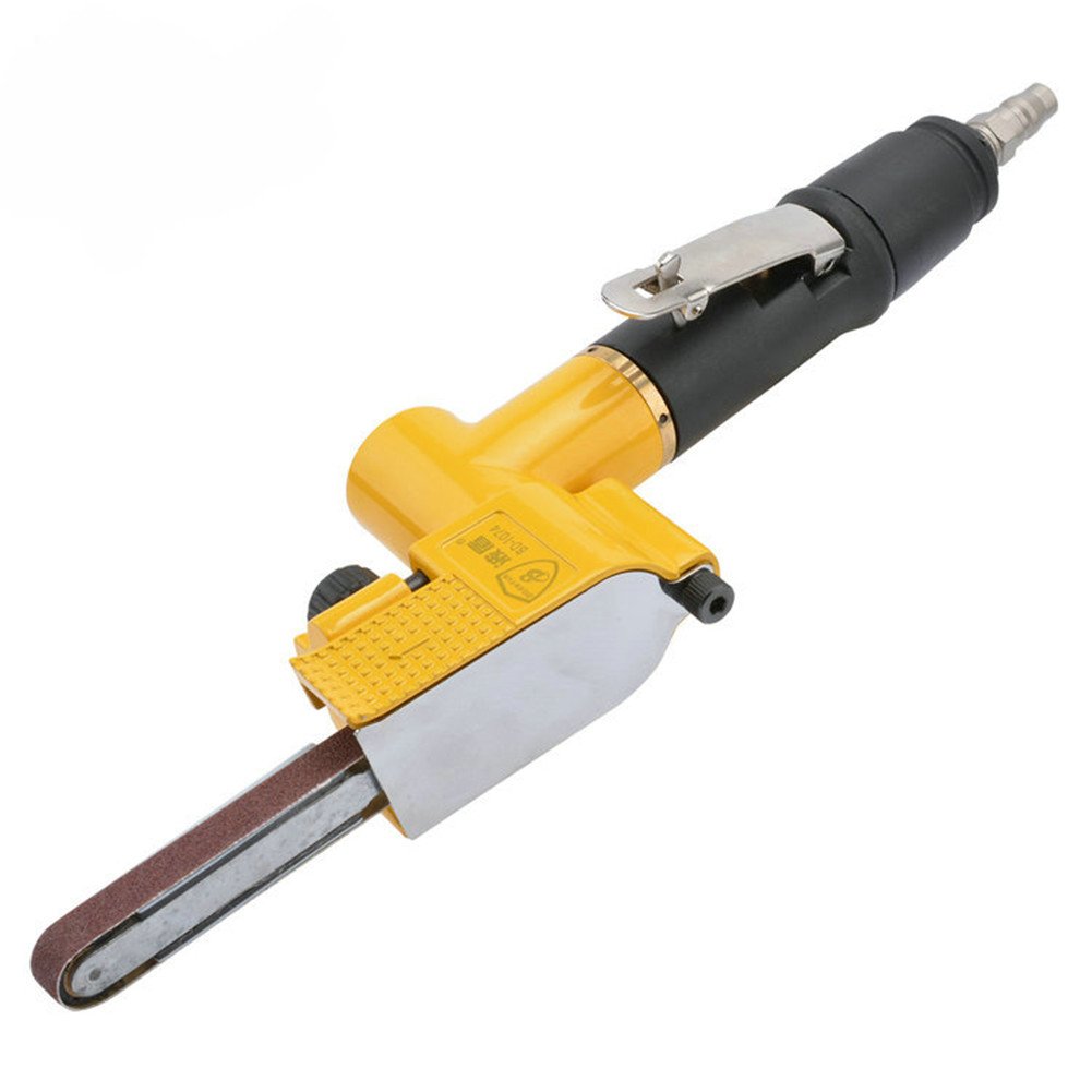 3/8 Inch Air Belt Sander - Pneumatic Mini Belt Grinder with Sanding Belts for Woodworking, Metal Polishing & DIY Projects