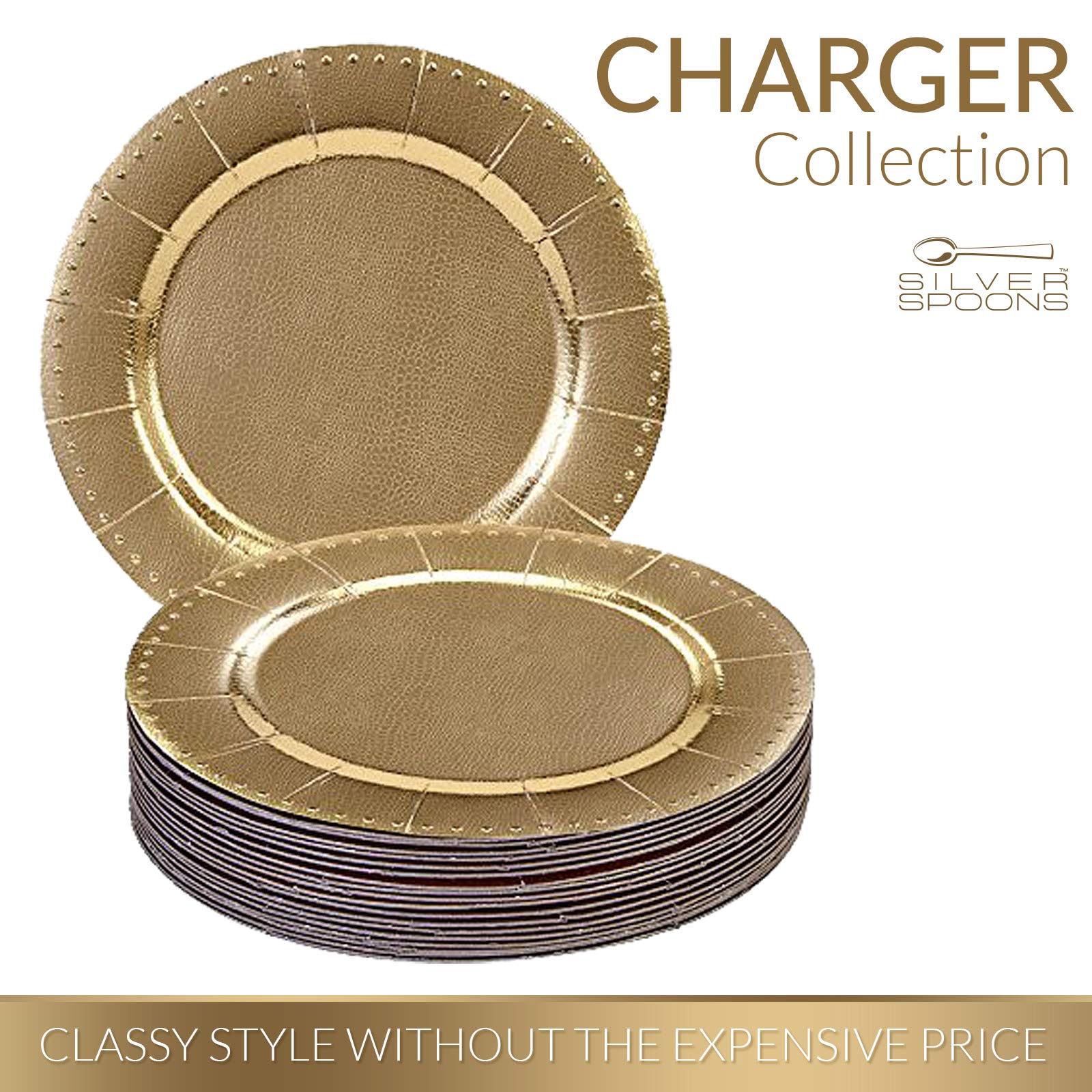 Elegant Disposable Charger Plates for Weddings & Parties - 10-Pack Heavy Duty 13