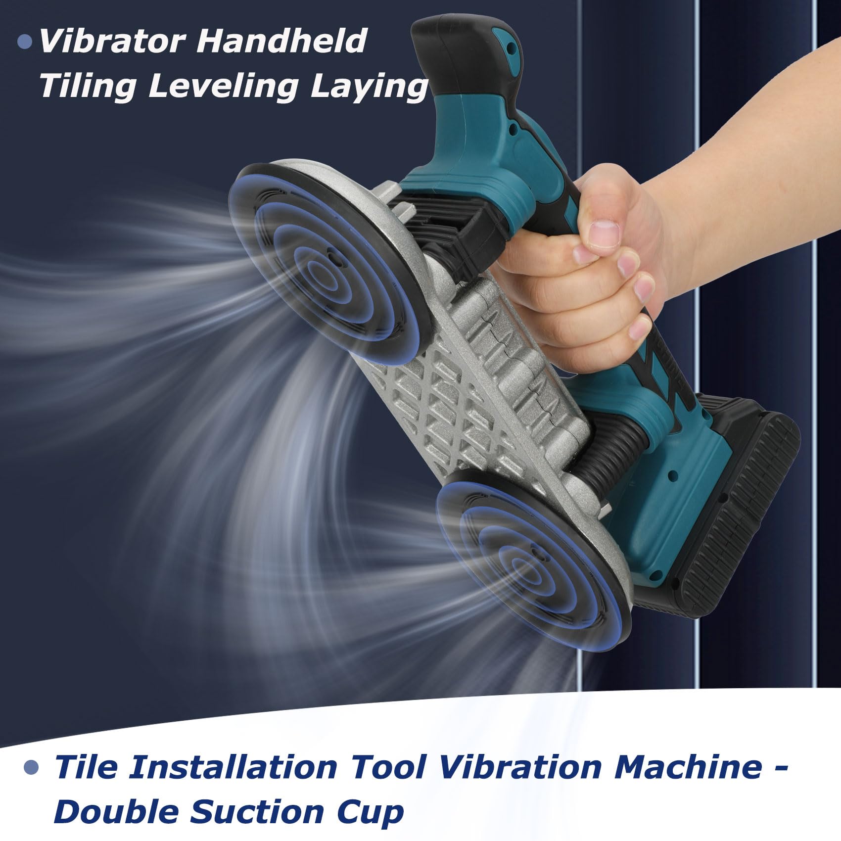 Electric Tile Vibrator Tool - 21V 6-Speed Adjustable Vibration Machine with Double Suction Cup, 12000mAh Battery & 24000r/min for Professional Tile Installation | Perfect for Flooring, Wall Tiling, and DIY Home Renovation Projects