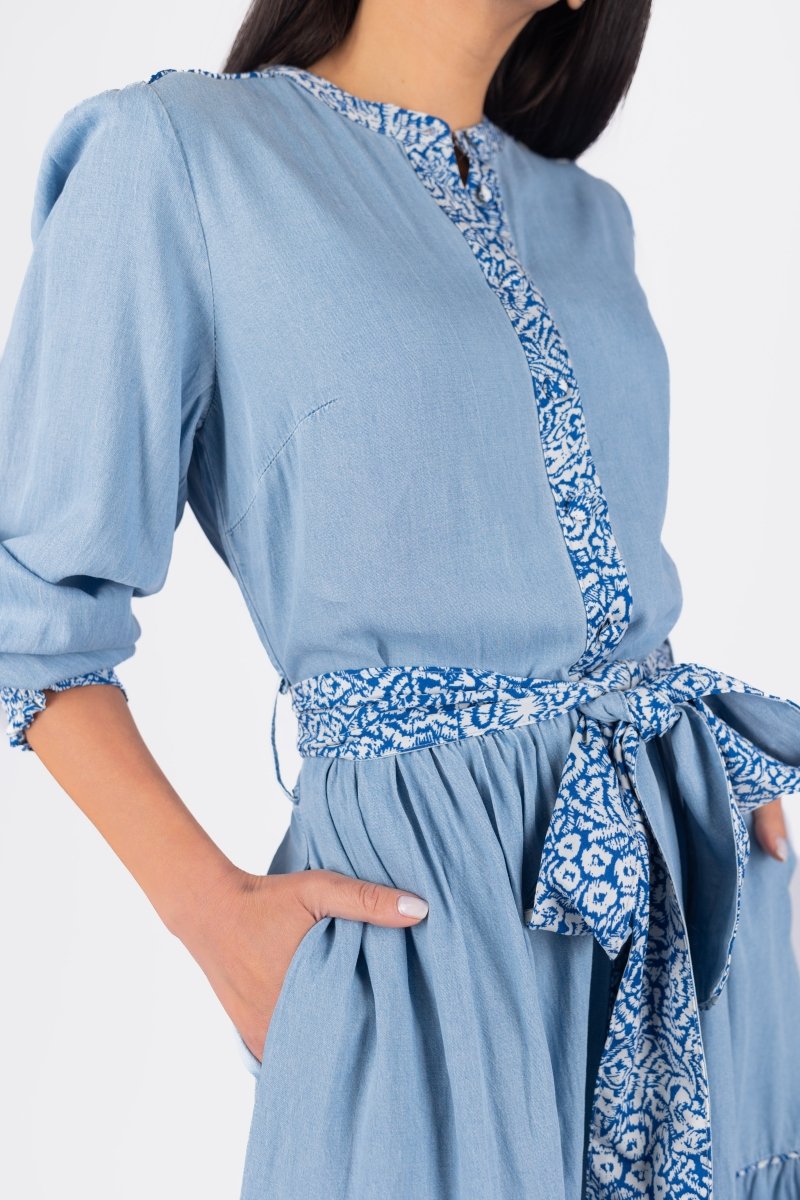 SHEVA Women's Blue Dress - Elegant Flowy Summer Dress for Casual Wear, Beach, Party & Vacation | Lightweight & Comfortable