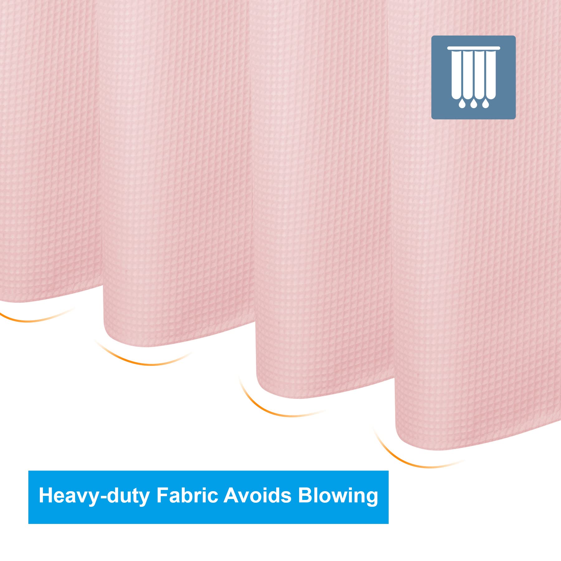 AmazerBath Waffle Weave Shower Curtain - Blush Pink Heavy Duty Hotel Quality Fabric Bathroom Curtain, 72x72 Inches - Perfect for Spa-Like Bathrooms & Luxury Hotel Style Decor