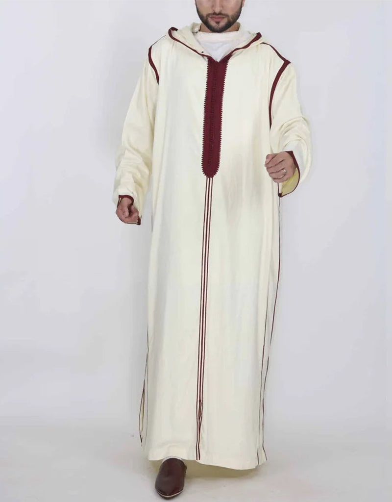 Authentic Moroccan Kaftan for Men - Arabic Inspired Long Striped Dress | Modest Muslim Clothing for Prayer, Eid & Special Occasions