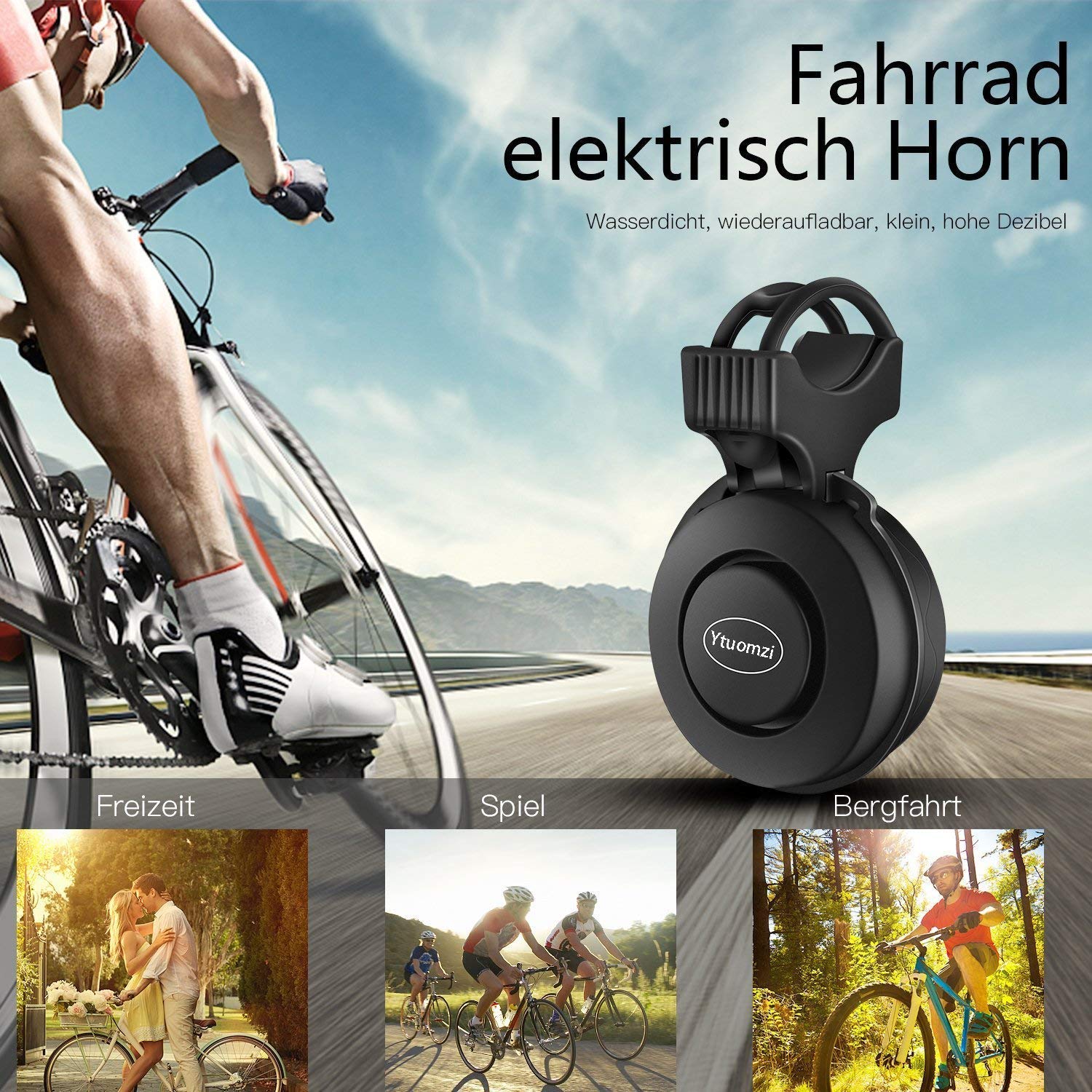 USB Rechargeable Electric Bike Horn - 120dB Loud Waterproof Bicycle Bell with 3 Alert Modes for Mountain & Road Bikes, Scooters (22-31.8mm Handlebar) - Perfect for Commuting, Cycling Safety & Urban Riding