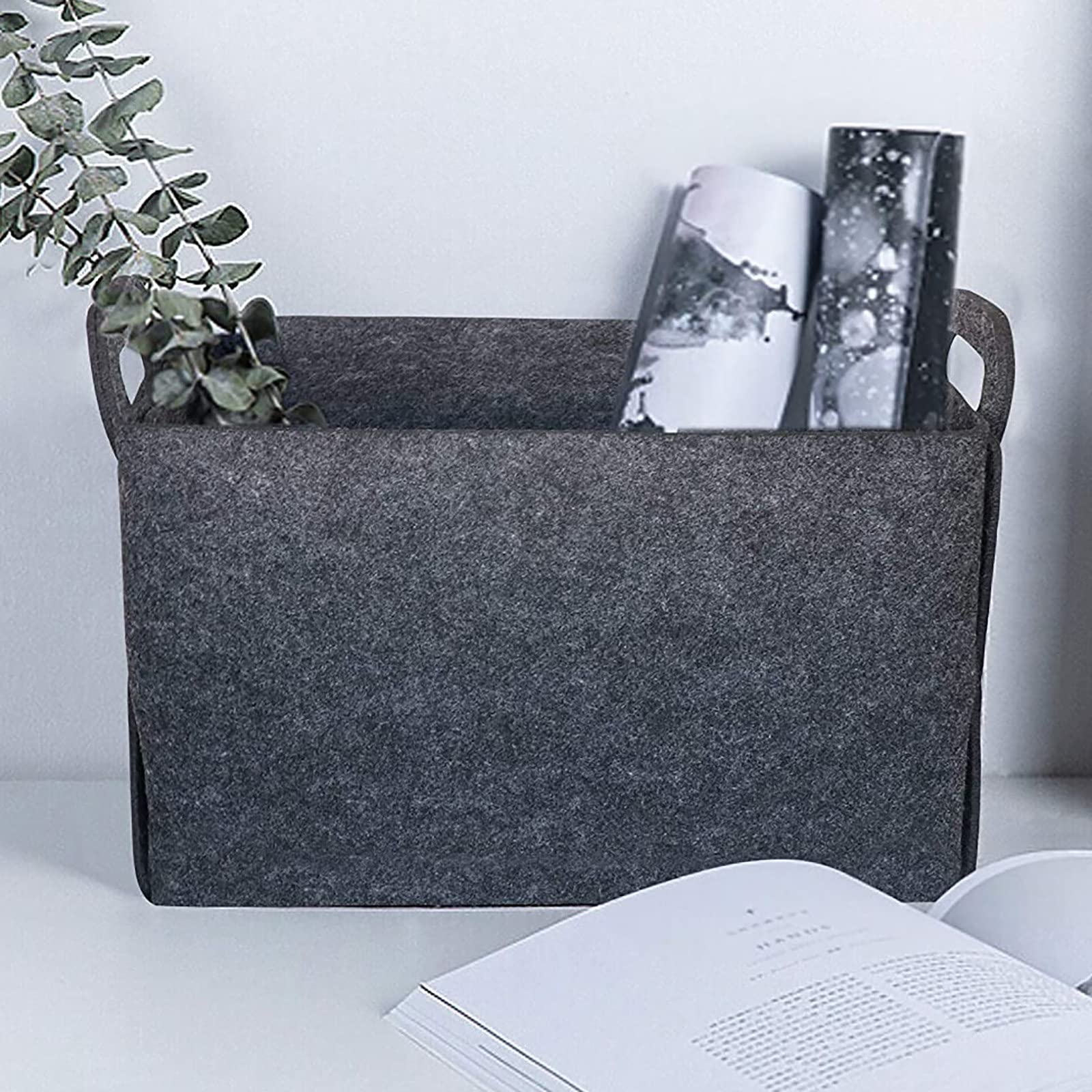 Foldable Felt Storage Box Organizer - Grey Multi-Purpose Bin for Office, Bedroom, Closet, Nursery & Laundry | Perfect for Organizing Toys, Books, DVDs & Clothes