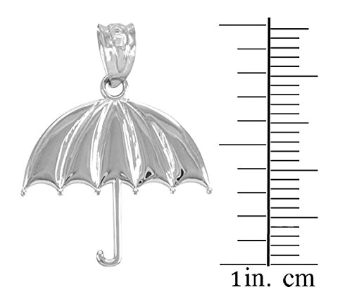 10k White Gold High Polish Upright Umbrella Pendant Necklace - Elegant Jewelry Gift for Women, Perfect for Weddings, Anniversaries & Special Occasions