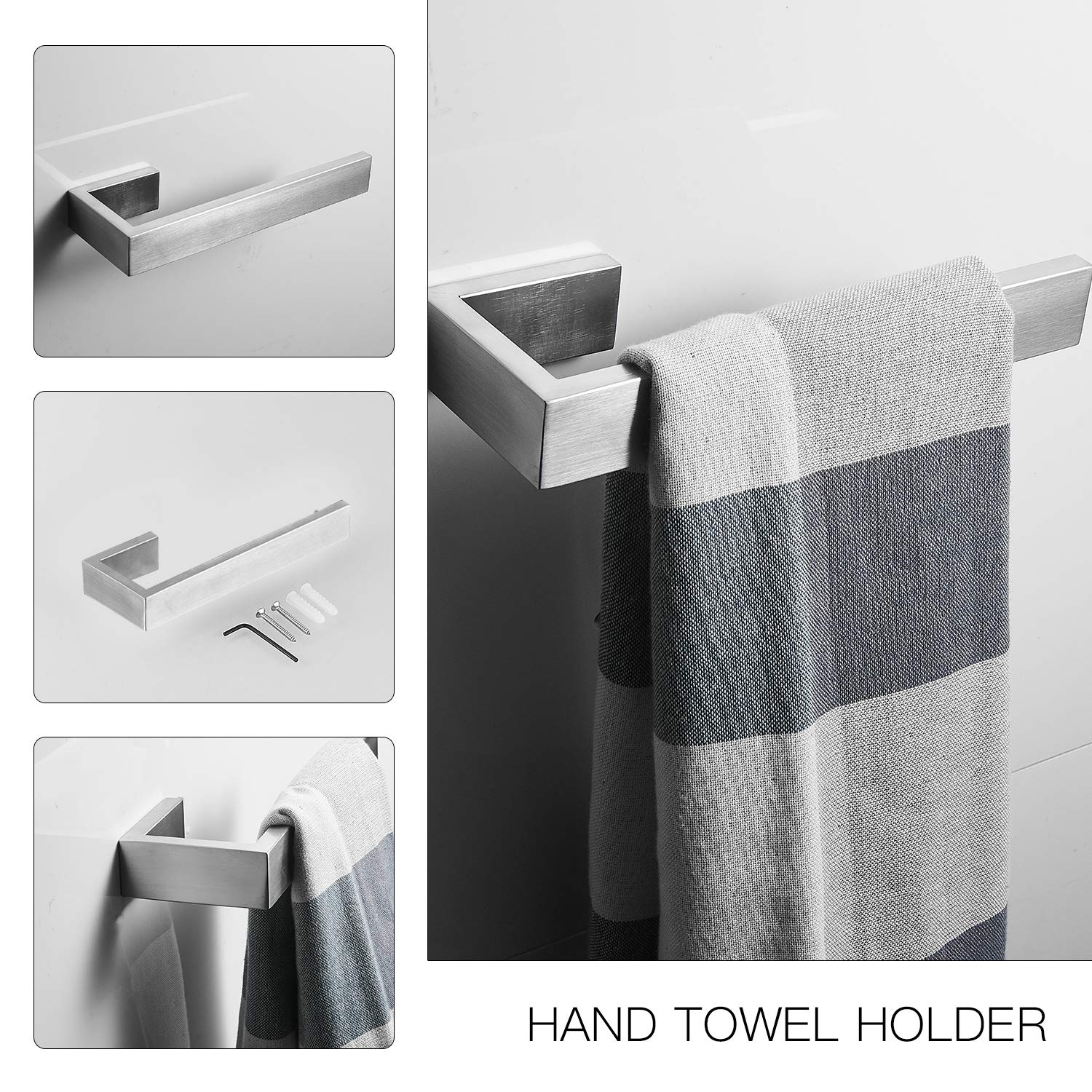 BWE 4-Piece Brushed Nickel Bathroom Hardware Set - 23.6