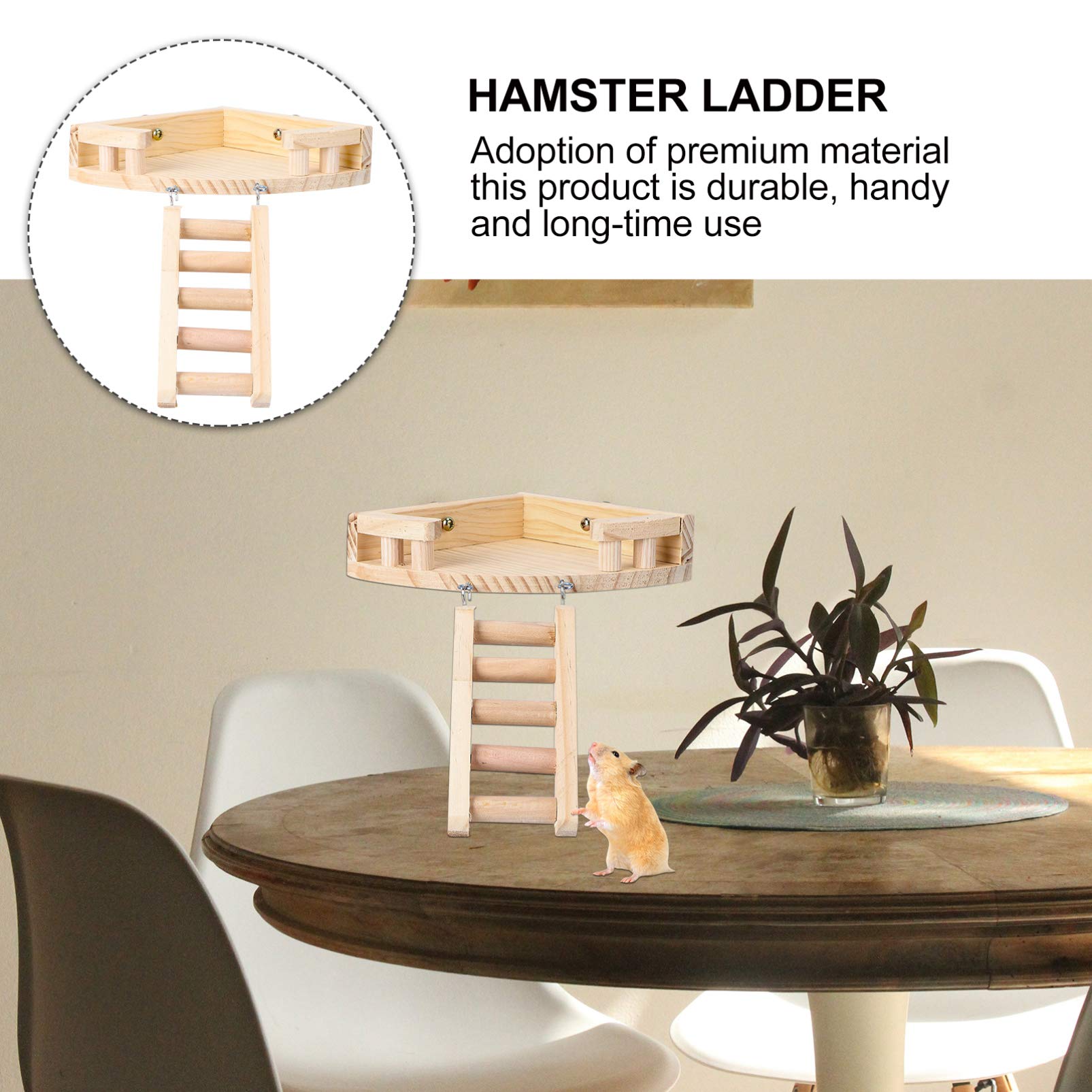 1pc Fan-Shaped Wooden Small Pet Ladder - Hamster Climbing Toy, Parrot & Small Animal Cage Accessories for Play & Exercise | Perfect for Hamster Cages, Bird Playgrounds & Small Pet Enrichment
