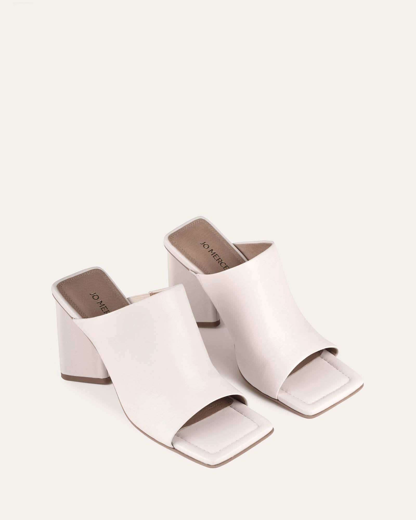 DANIELLE Women's High Heel Sandals - Off White Leather Strappy Dress Shoes for Weddings, Parties & Evening Events
