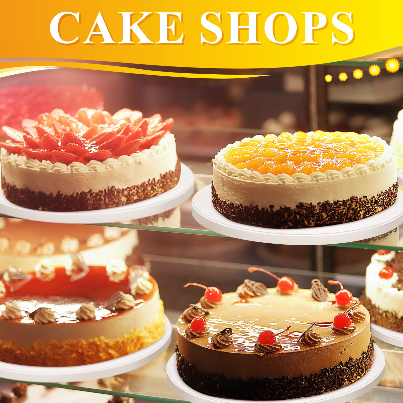 Bokon 50-Pack 10-Inch White Round Cake Drums - 1/2 Inch Thick Corrugated Cardboard Cake Boards with Smooth Edges for Birthday Cakes, Cupcakes & Dessert Displays - Perfect for Baking, Wedding & Party Decorations