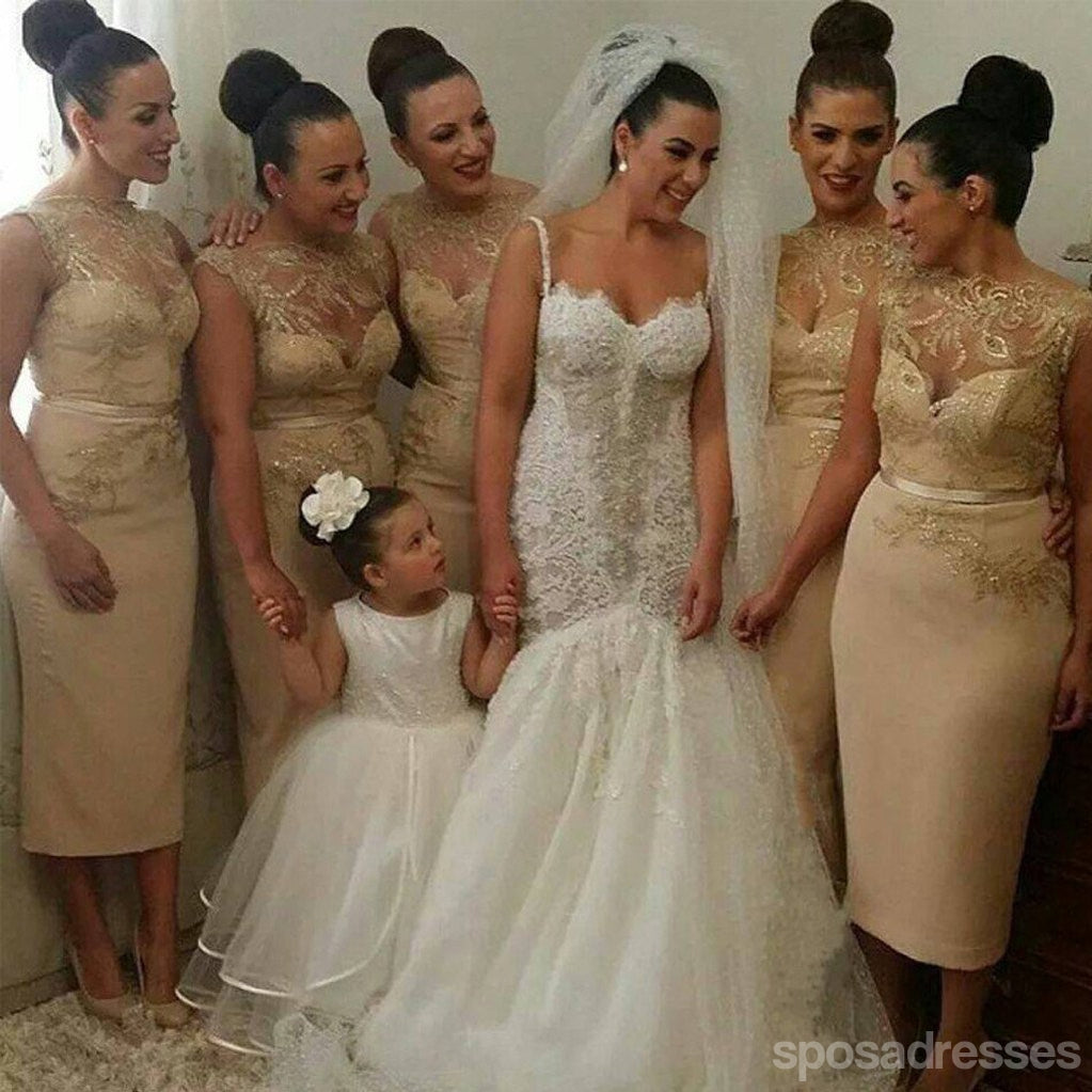 Elegant Gold Sequin Lace Short Bridesmaid Dress for Women - Affordable Party Gown for Weddings, Prom, Cocktail & Special Occasions