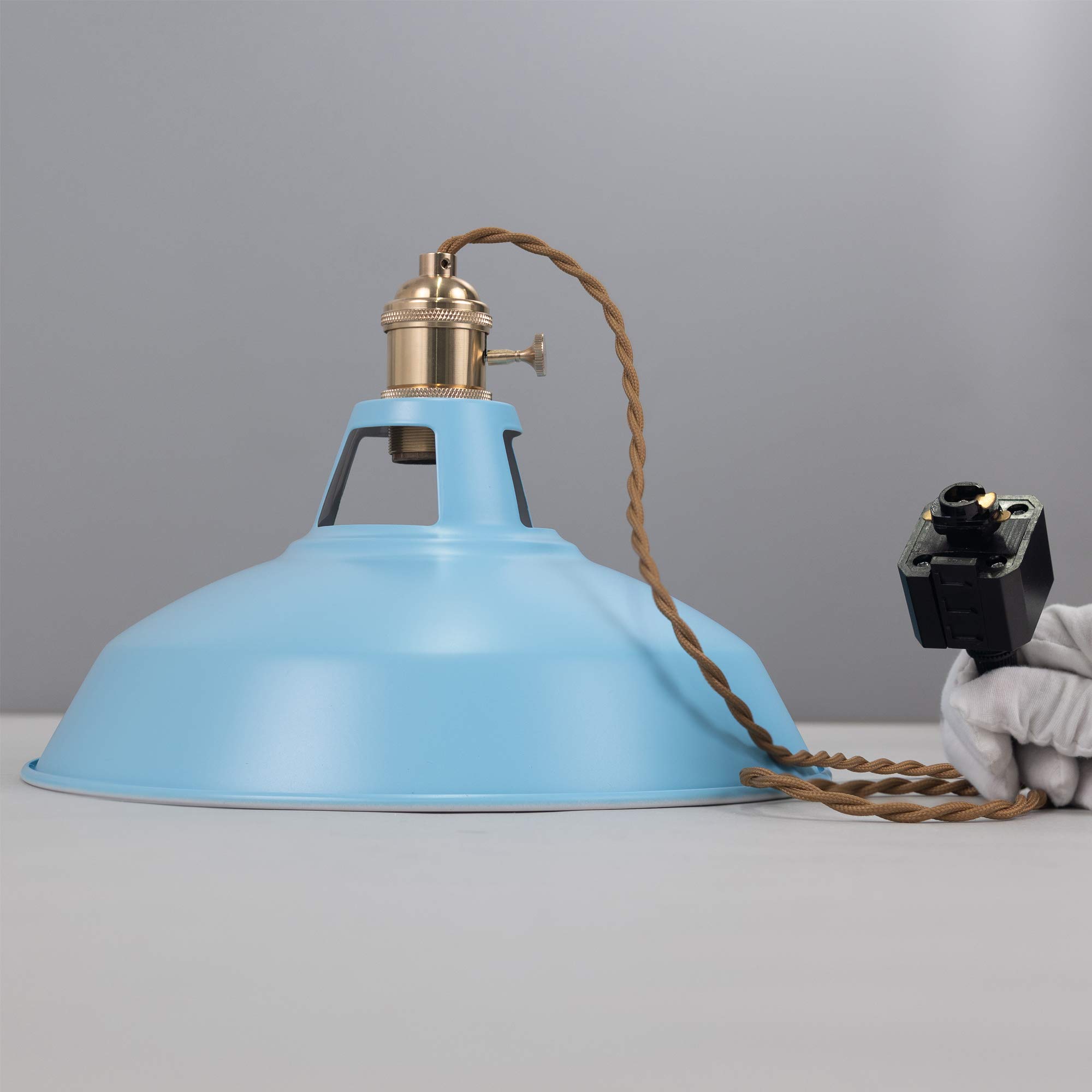 Dimmable H Track Pendant Lighting - Iron Art Sea Blue Industrial Style Ceiling Light for Loft, Office & Coffee Shop | Customizable 3-Light Track System | Perfect for Modern Workspaces & Commercial Decor