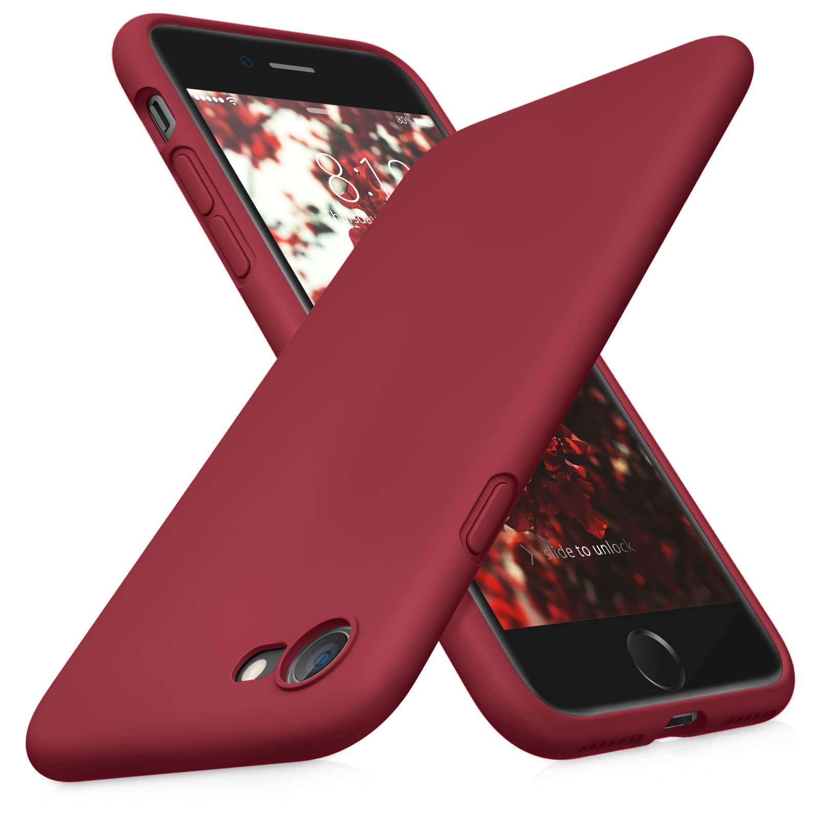 DTTOCASE Liquid Silicone Phone Case for iPhone SE 2022/2020, iPhone 8 & iPhone 7 (4.7 Inch) - Soft Protective Cover for Women, Girls & Boys - Wine Red | Perfect for Daily Use, Work & Travel Protection