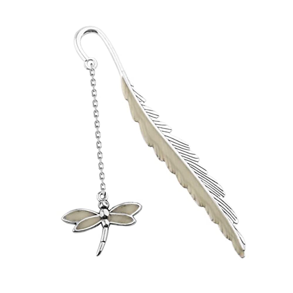 Glow in The Dark Metal Feather Bookmark - Dragonfly Design for Reading, Gifts & Collectibles | Perfect for Books, Journals & Night Reading