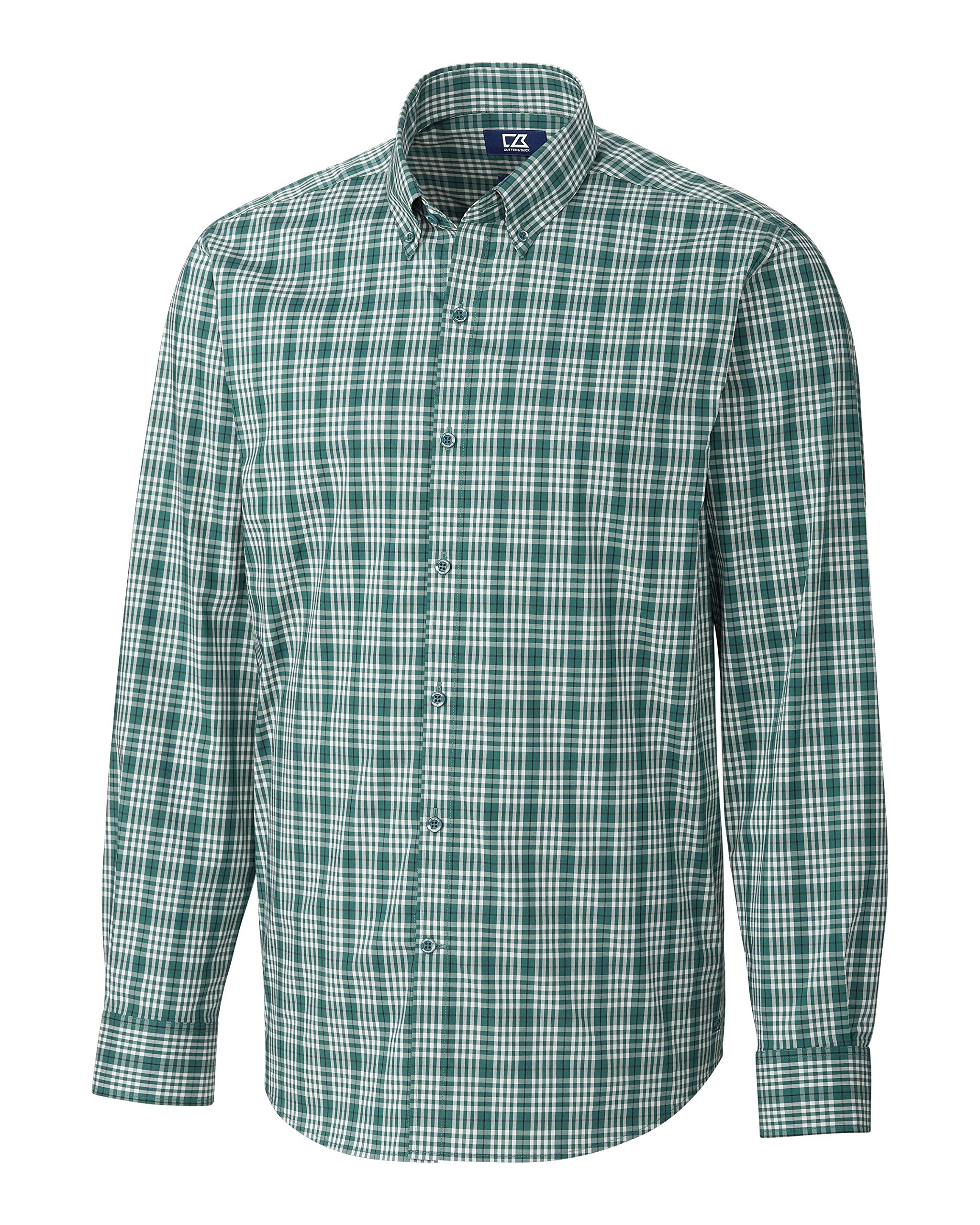 Cutter & Buck Men's Long Sleeve Soar Bold Check Button Down Shirt | Classic Plaid Dress Shirt for Business Casual & Office Wear | Comfortable Cotton Blend for Professional Style