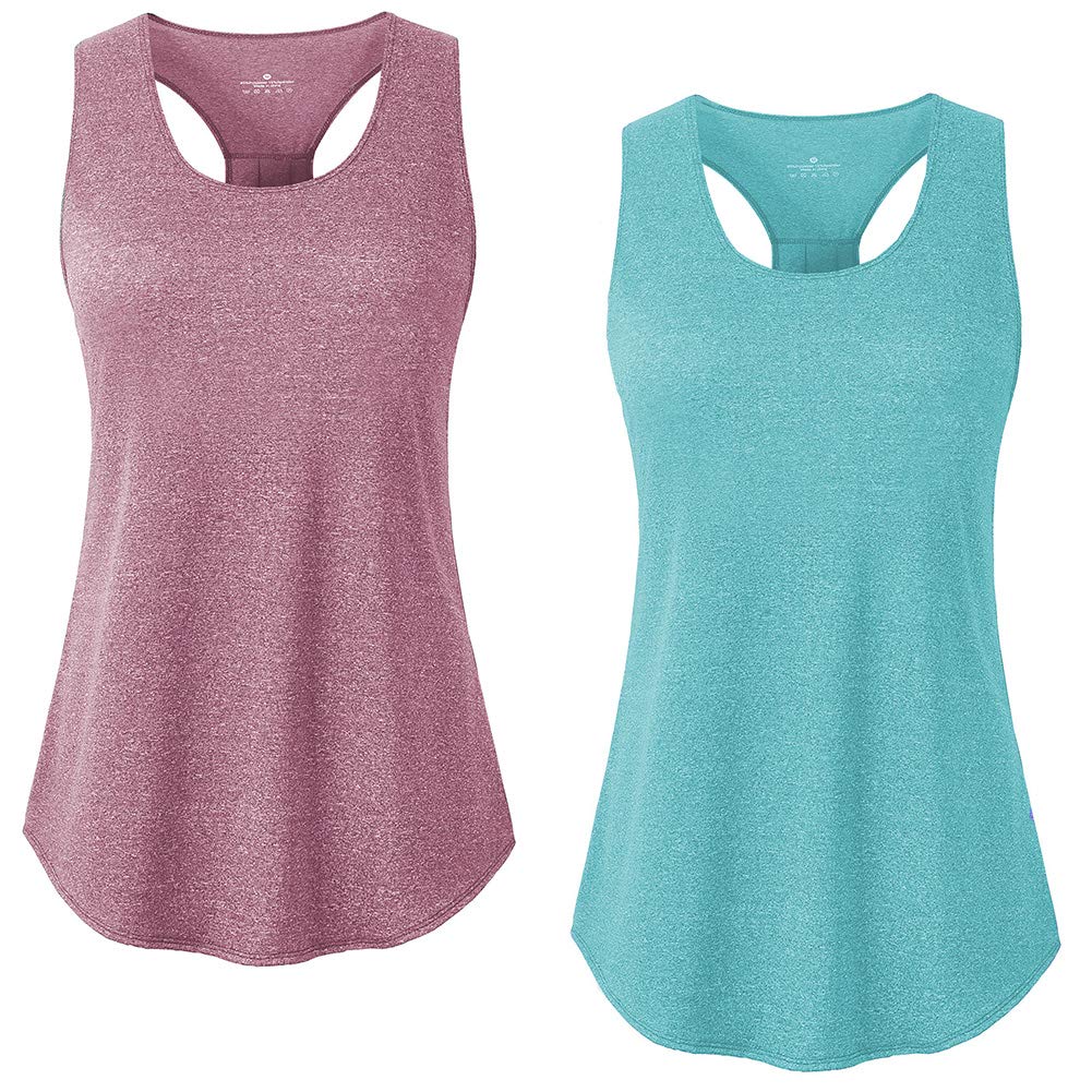 YAKER Women's Athletic Yoga Tops - Breathable Racerback Running Tank Top for Gym, Workout & Exercise | Perfect for Yoga, Pilates, Cardio & Fitness Training