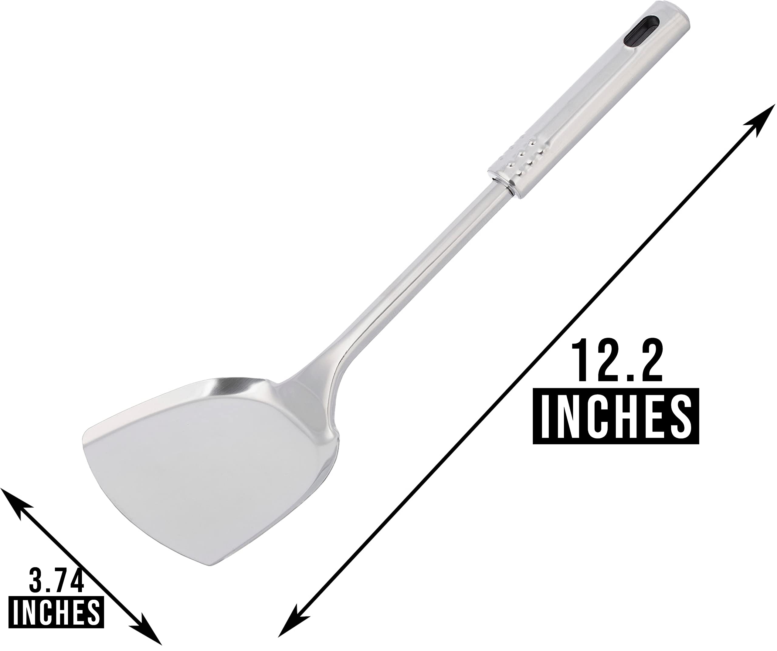 2-Pack Stainless Steel Metal Wok Spatula Turner - Commercial Grade Pancake & Omelette Flipper for Professional Cooking - Perfect for Stir-Fry, Flipping Burgers & Breakfast Prep