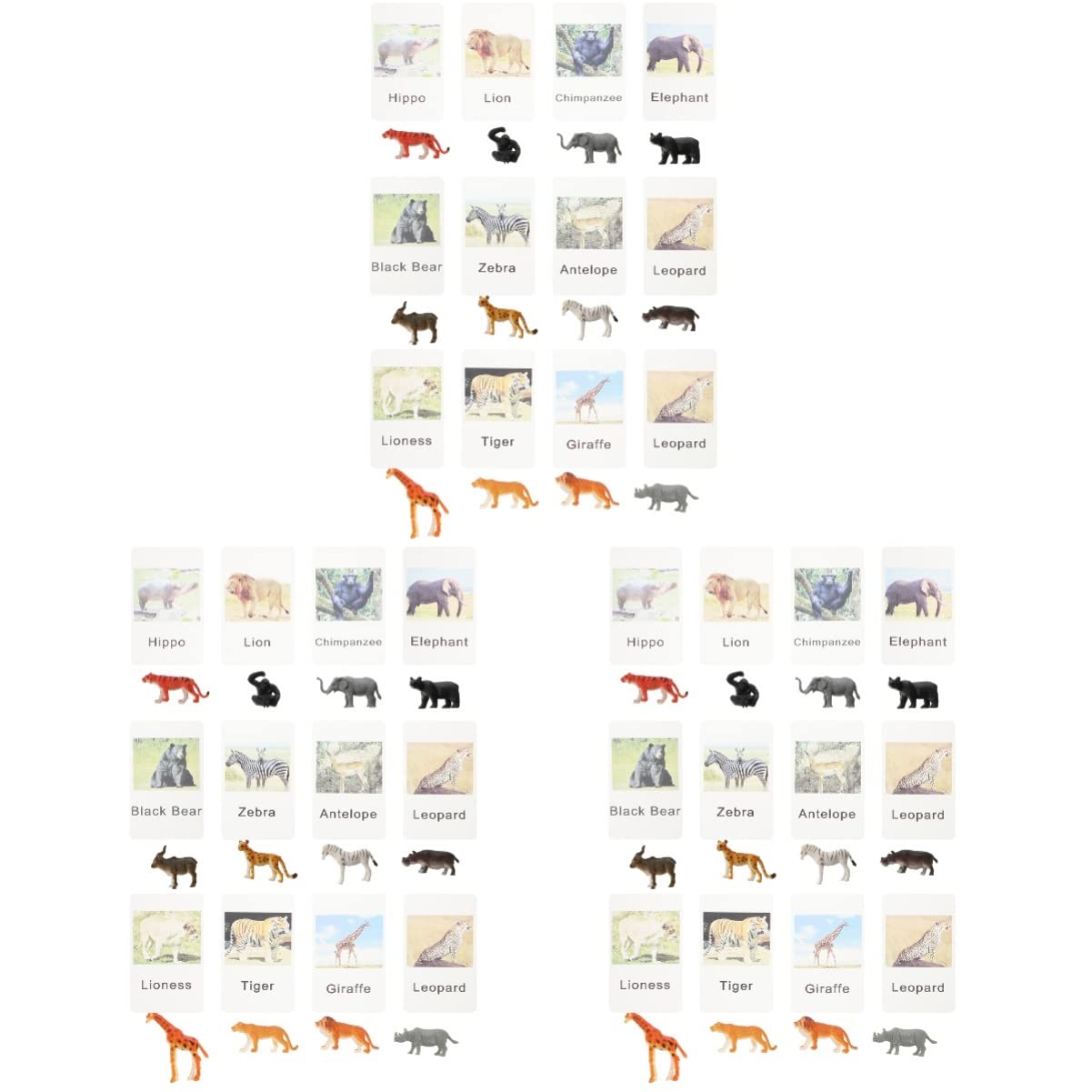 NUOBESTY 3 Sets Animal Model Cards - Educational Toddler Toys for Early Learning, Fun Cognitive Matching Game with Silicone Animal Figures - Perfect for Preschool Classroom, Homeschooling & Kids Playtime