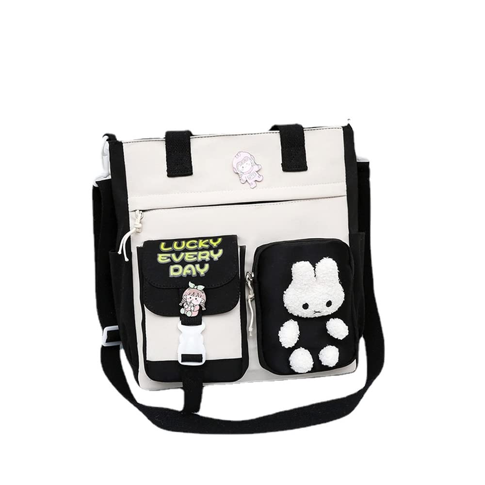 **CoFancyShop Kawaii Cute Backpack for Women & Girls - Large Capacity School Bag, Travel Backpack, Crossbody Shoulder Bag with Pendant (Black, Large) - Perfect for School, College, Work & Travel**