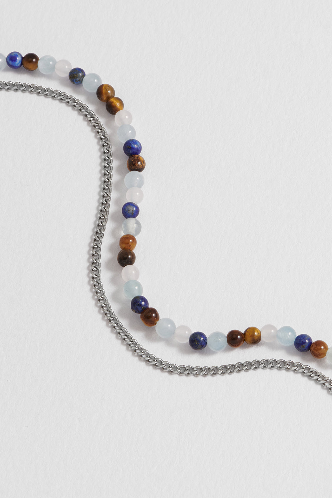 Men's Mixed Gemstone and Chain Duo Bracelet - Stylish Handmade Jewelry for Gifts, Casual & Formal Wear | Perfect for Date Nights, Weddings & Everyday Fashion
