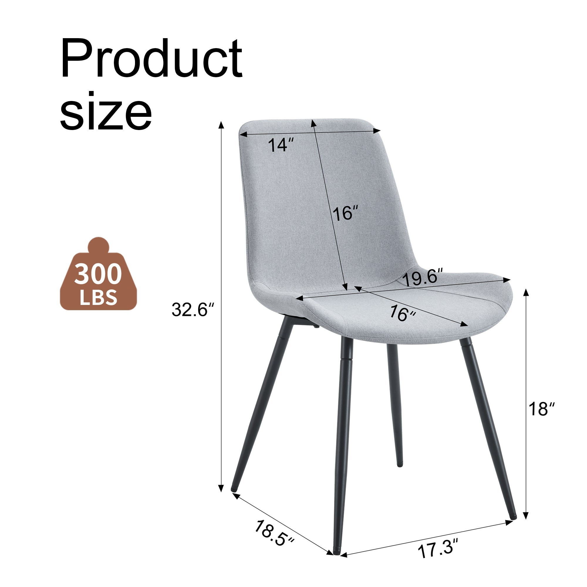 6-Piece Light Gray Linen Cotton Dining Chair Set - Ergonomic Curved Cushion Design for Comfortable Seating | Perfect for Dining Room, Kitchen, and Home Decor