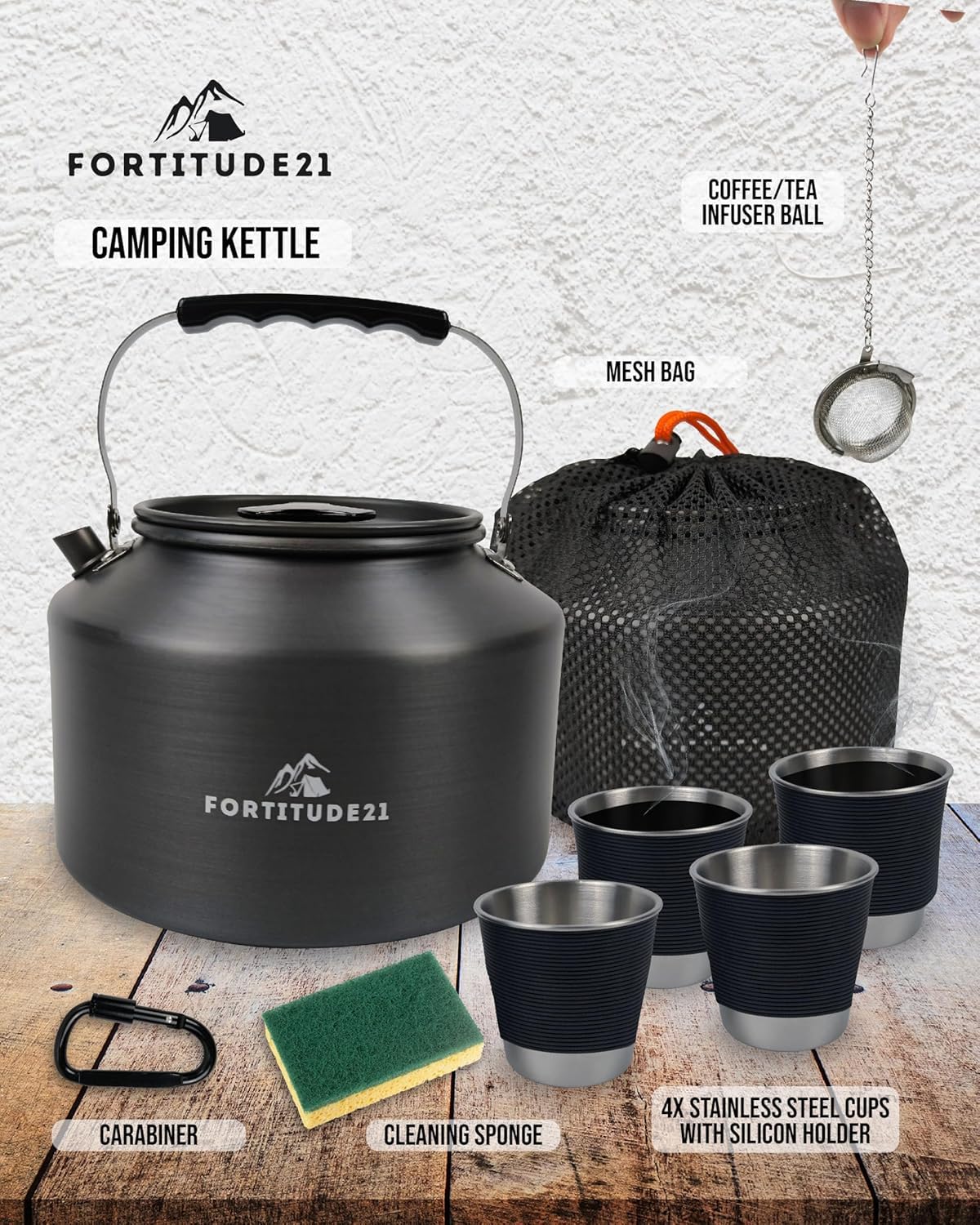 2.2L Stainless Steel Stovetop Tea Kettle - Camping Kettle for Boiling Water, Coffee & Tea - Perfect for Home, Outdoor & RV Use