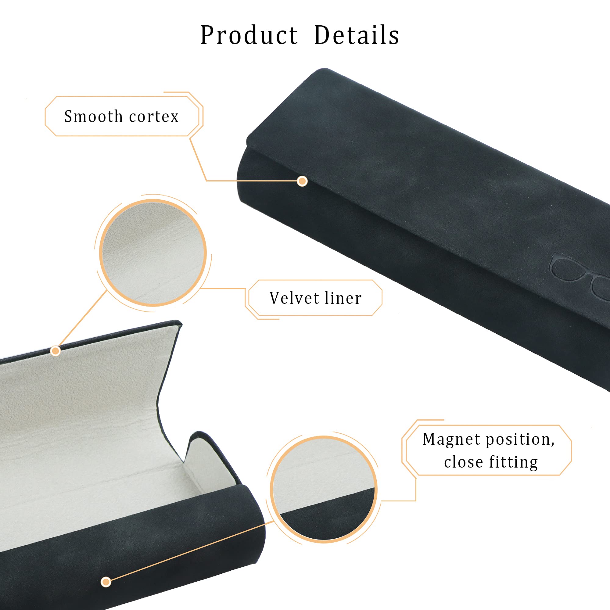 Premium Hard Shell Eyeglass Case - Durable PU Leather Sunglass Holder for Women & Men | Lightweight & Portable | Perfect for Travel, Work & Everyday Use