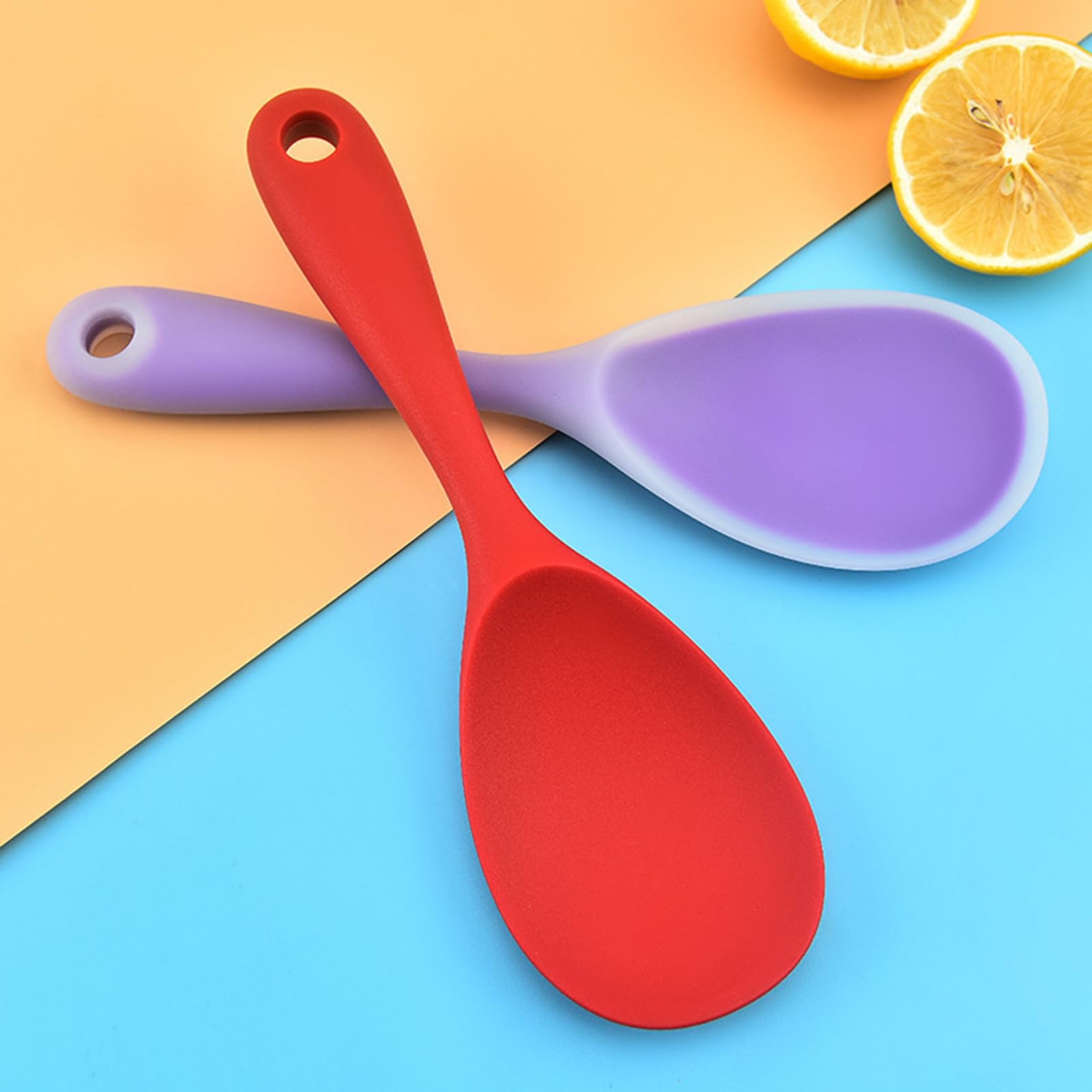 Thickened Silicone Rice Spoon with Hanging Hole - Heat-Resistant, Easy to Clean Translucent Cooking Tool for Baking, Stirring & Serving - Perfect for Home Kitchens & Meal Prep