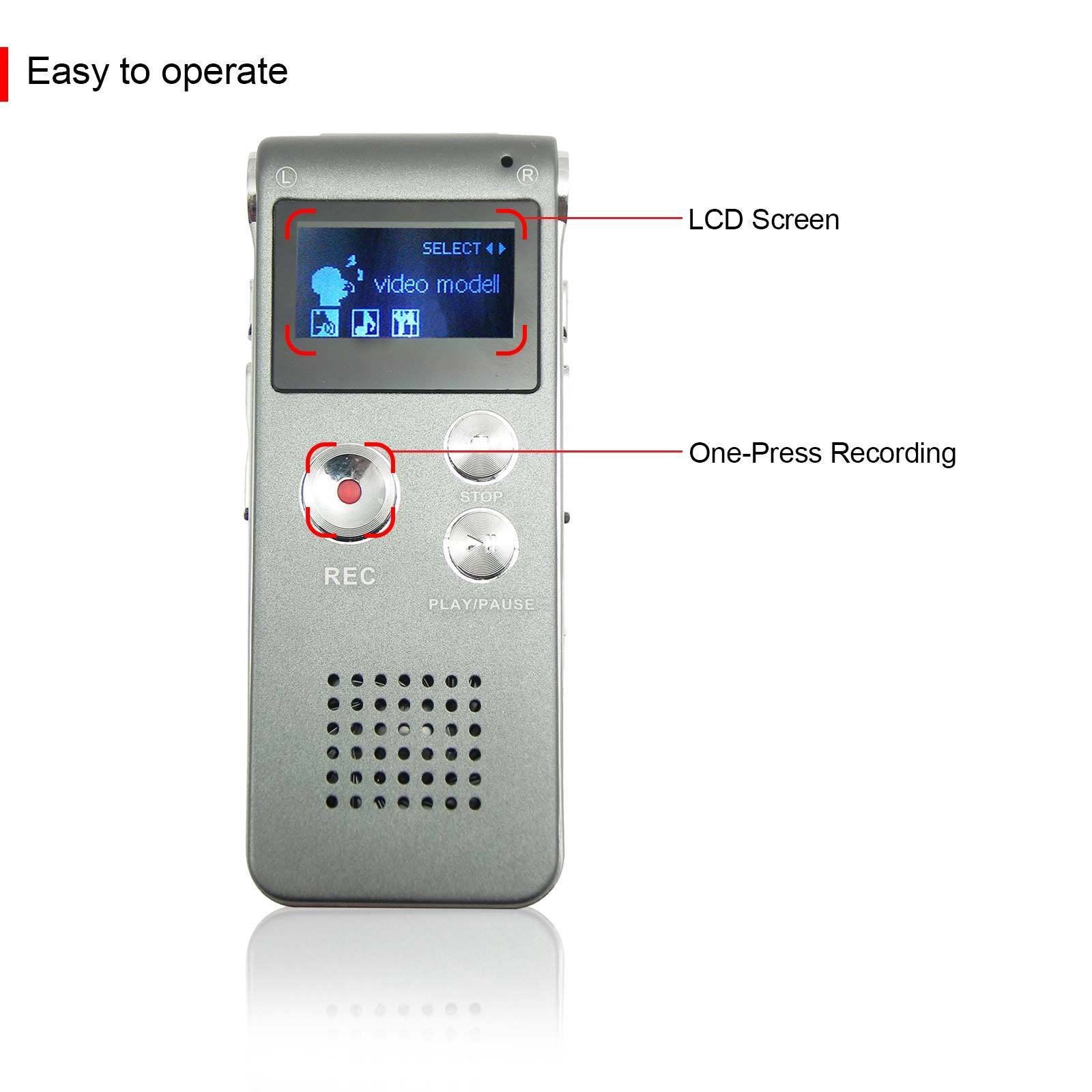 Voice Activated Mini Spy Recorder - 8GB Digital Audio Recorder, Dictaphone & MP3 Player for Lectures, Meetings & Secret Recording