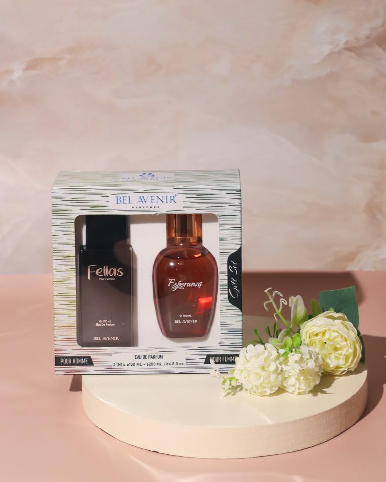 BEL AVENIR Long Lasting Eau De Perfume Gift Set for Men & Women - FELLAS & ESPERANZA Fragrance Duo | Perfect for Date Nights, Special Occasions & Daily Wear