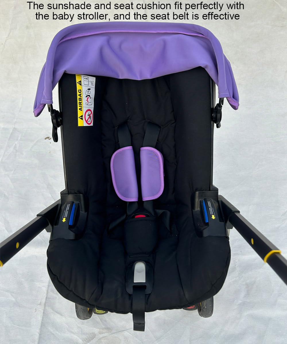 Doona Car Seat Stroller Accessories - Washable Textile Set with Colorful Canopy & Waterproof Cushion (Noble Purple) | Perfect for Travel, Daily Walks & Outdoor Adventures with Baby