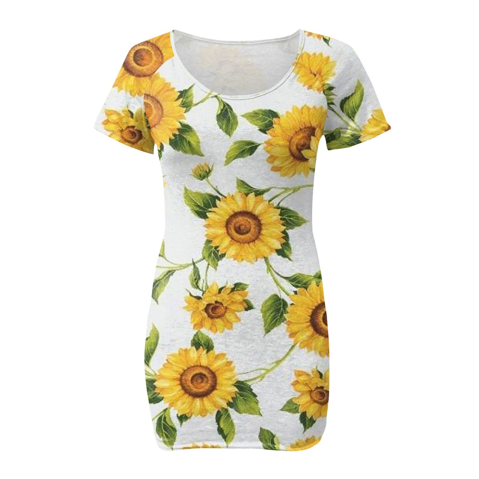 Women's Summer Casual Floral Print Short Sleeve Dress with Pockets - Slim Fit O-Neck Sundress for Beach, Vacation & Everyday Wear