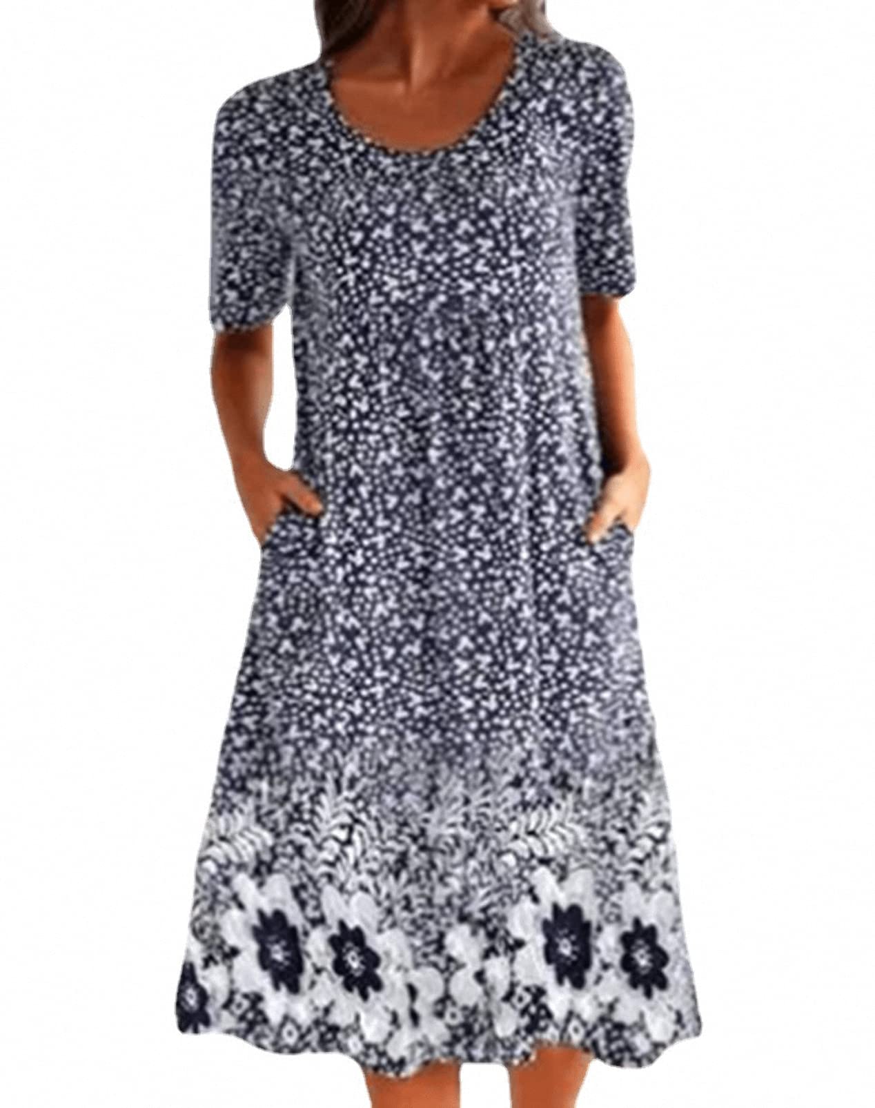 NUOWEN Deuyo Women's Casual Summer Dresses 2022 - Flowy Mature Ladies Dresses in XL & X Sizes | Perfect for Beach Outings, Garden Parties & Everyday Wear