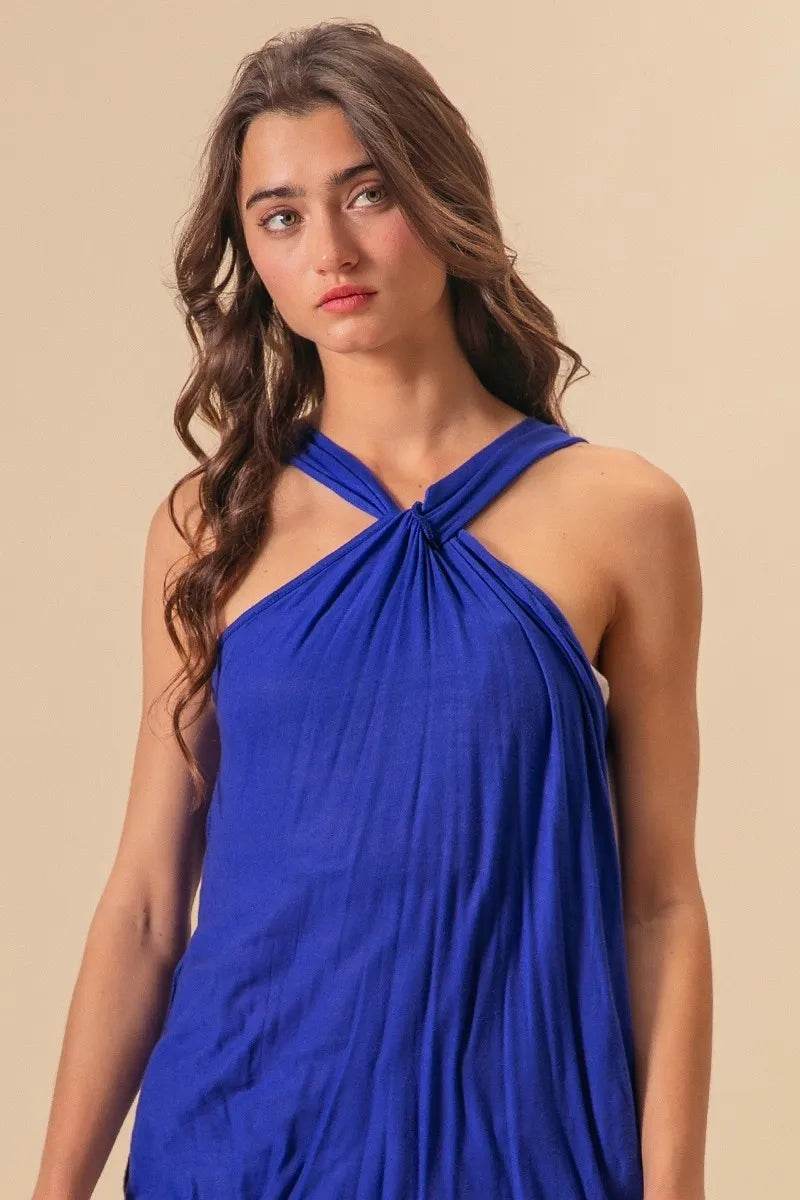 BiBi Rayon Span Jersey Knit Halter Neck Tank Top for Women - Soft Stretchy Summer Casual Tops - Perfect for Beach, Vacation and Everyday Wear