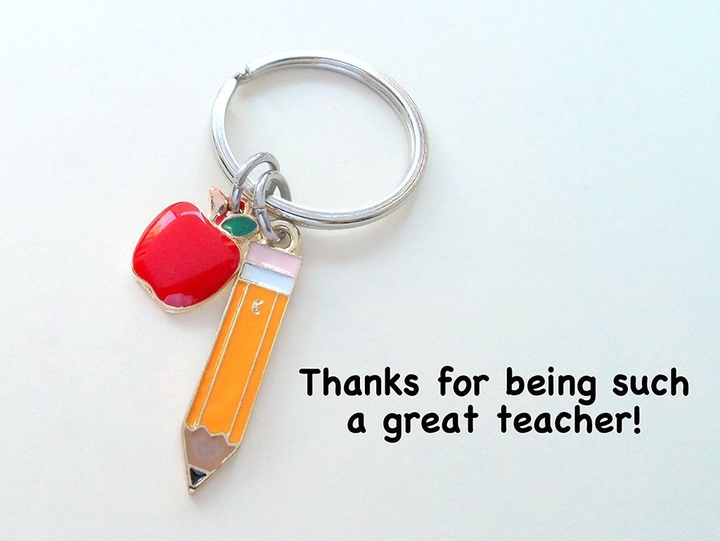 Apple & Pencil Charm Teacher Appreciation Keychain - Perfect Thank You Gift for Teachers, Educators, and Mentors - Ideal for Teacher Appreciation Week, End of Year Gifts, and Retirement Presents