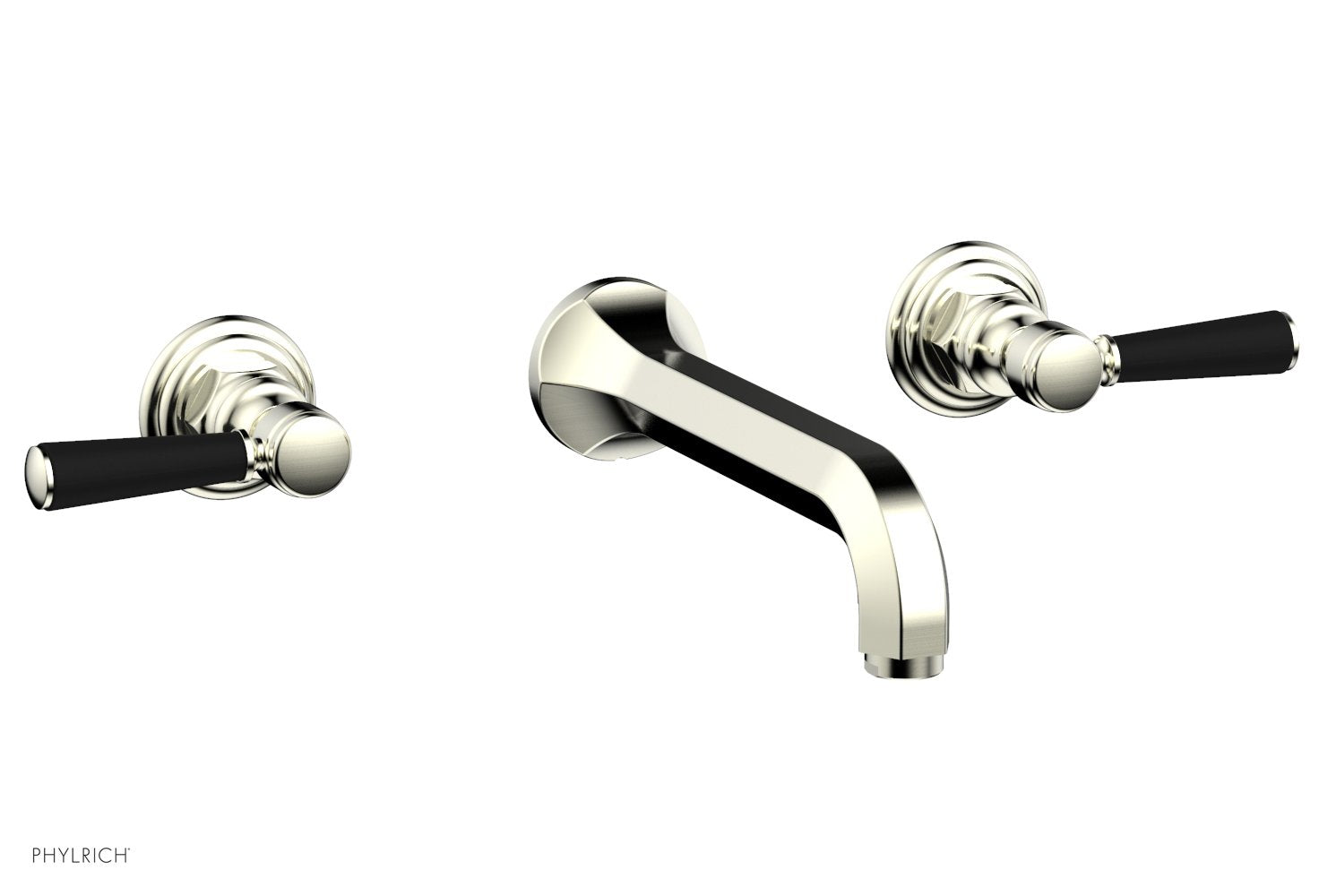 HEX TRADITIONAL Wall Tub Faucet Set with Satin Black Lever Handles - 500 57 Series - Perfect for Bathroom Renovation & Modern Home Decor