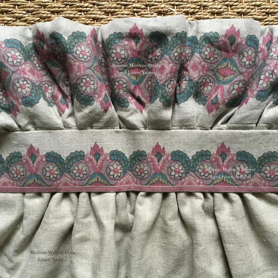 Balazuc Morocco Stripe Linen Tablecloth - Natural Cotton Blend for Dining & Kitchen Decor - Perfect for Farmhouse, Rustic, and Boho Style Home Decor
