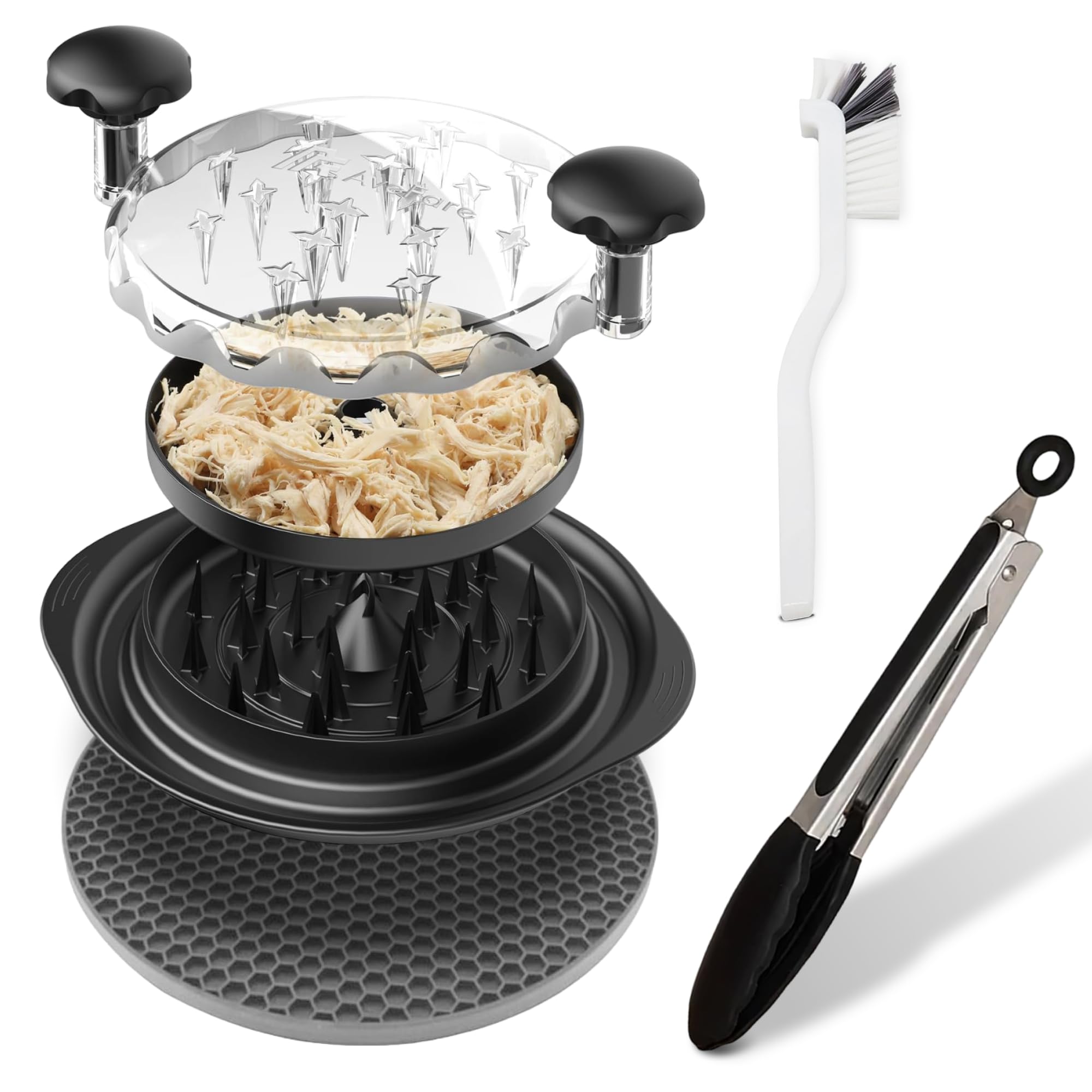Ergonomic Chicken Shredder Machine with Non-Skid Base - Easy Twist Meat Shredder Tool for Pulled Chicken, Beef & Pork - Perfect for Meal Prep, BBQ, Sandwiches & Taco Fillings
