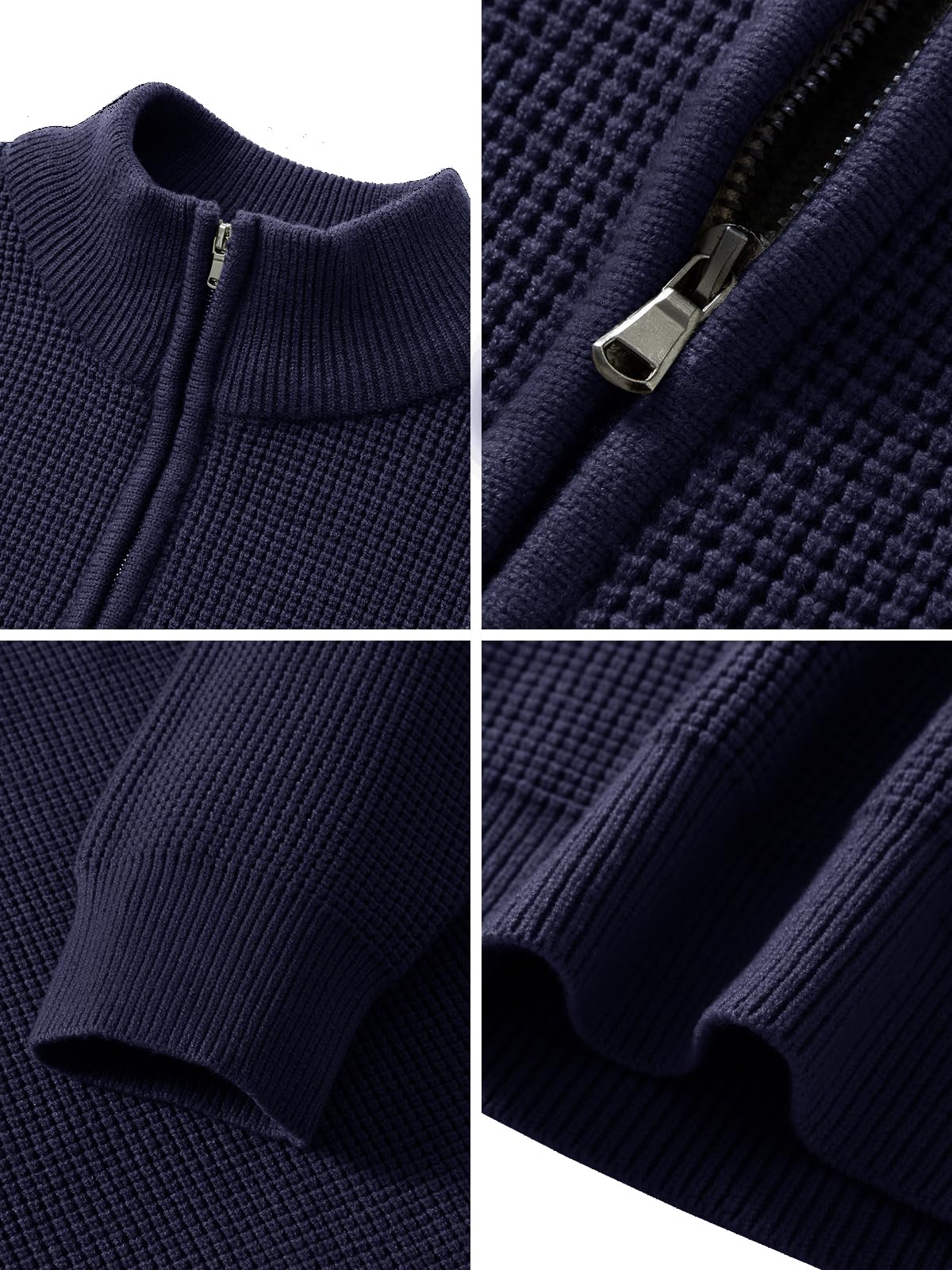 ALLOVIN Men's Quarter Zip Sweater - Waffle Knit 1/4 Zip Mock Neck Long Sleeve Pullover for Fall & Winter | Casual Office Wear, Outdoor Activities, Layering Essential