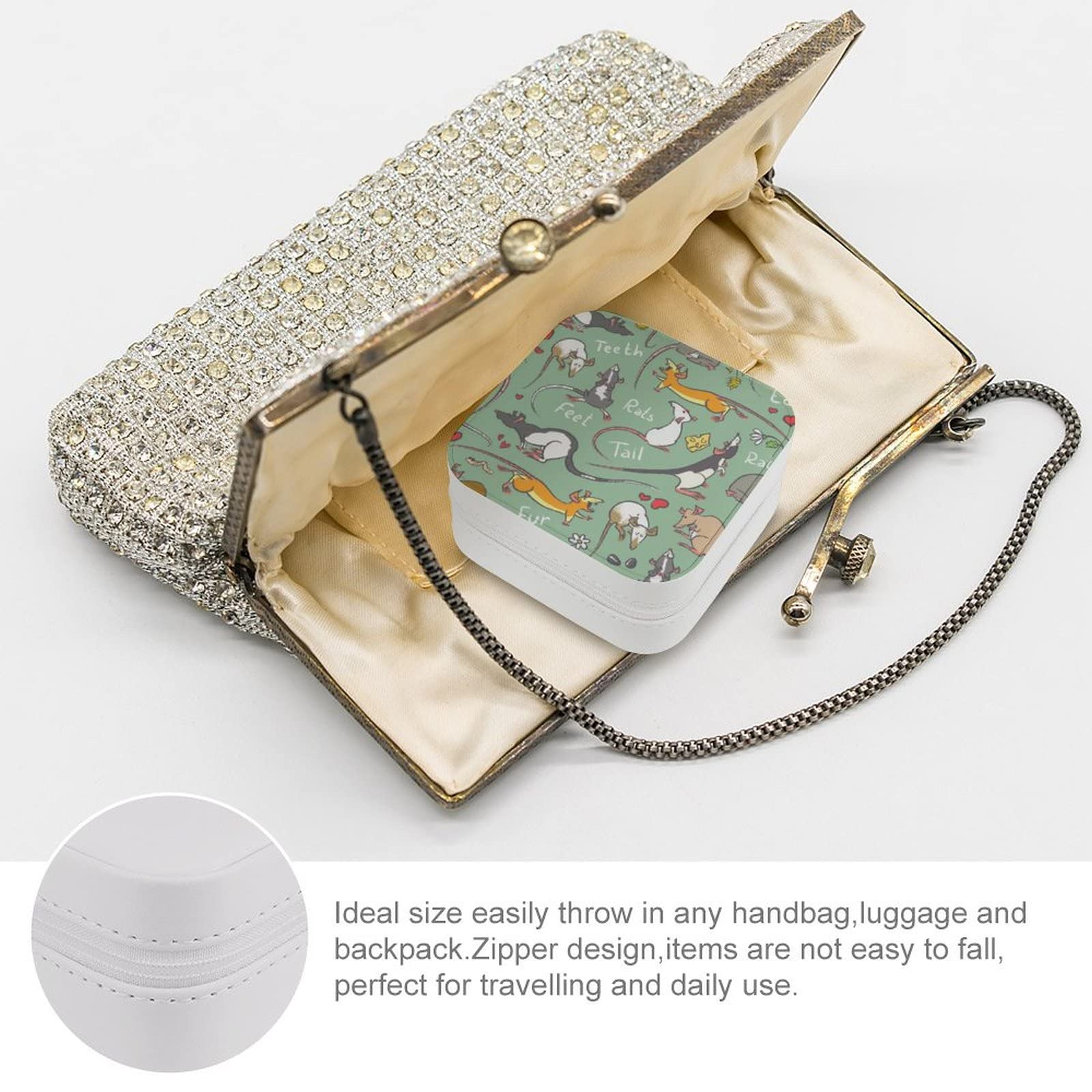 Elegant PU Leather Jewelry Organizer Box for Women - Compact Travel Jewelry Case with Storage Compartments for Rings, Earrings, Necklaces & Bracelets - Perfect for Travel, Home Display & Gift Giving