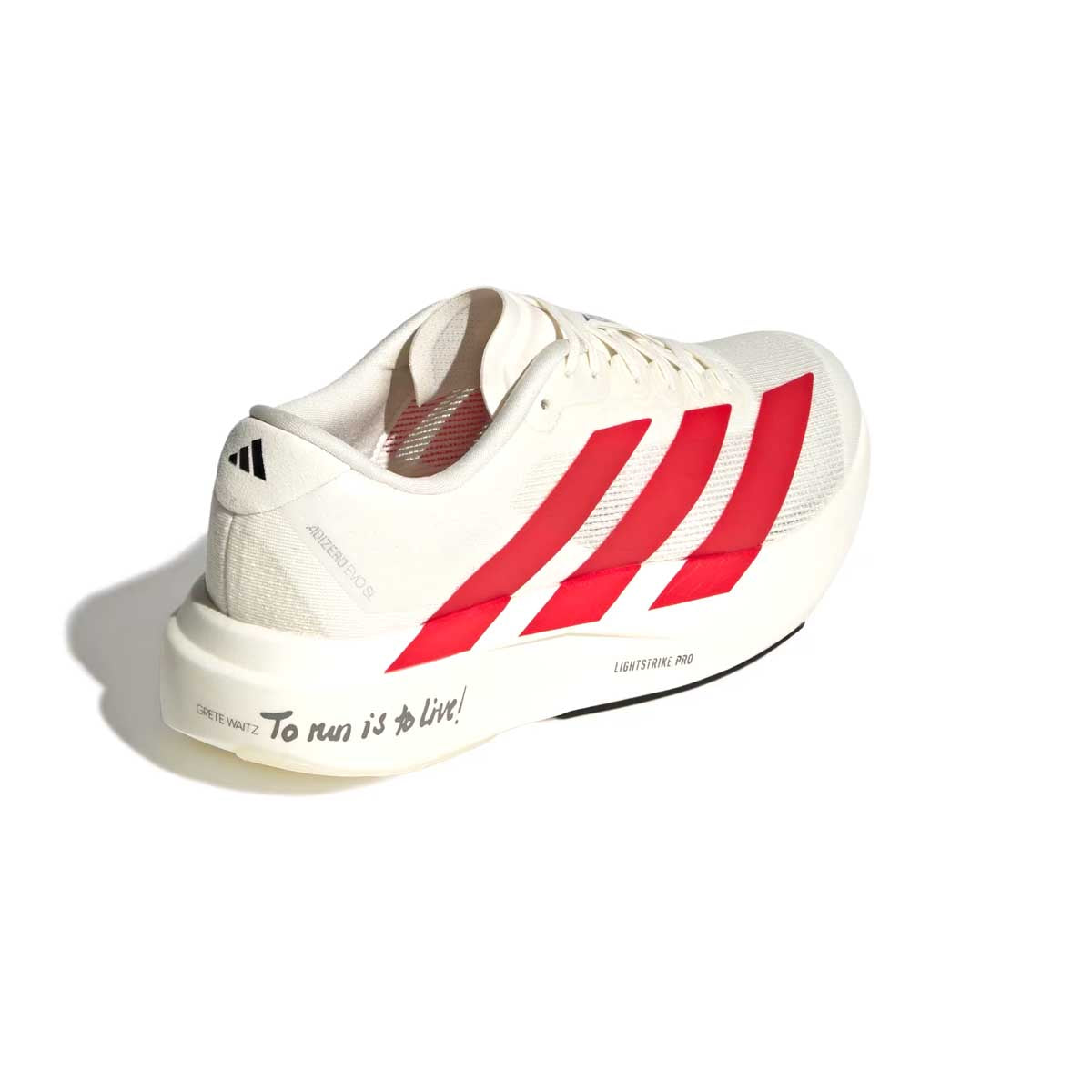 Adizero Evo SL Running Shoes - Men's Lightweight Performance Sneakers in Off White/Better Scarlet for Marathon Training & Road Running