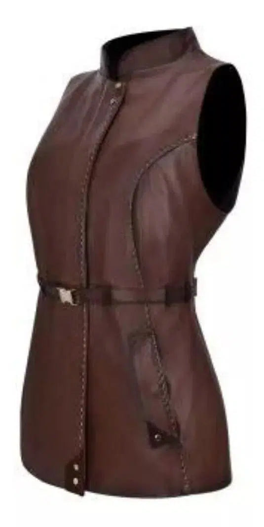 M270COC Women's Western Fashion Rabbit Leather Jacket in Cuadra Brown - Perfect for Cowgirl Style, Rodeo Events & Casual Outfits