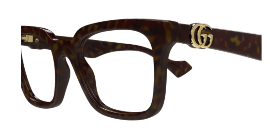 Gucci GG1728O 002 Havana Square Cat Eye Women's Eyeglasses - Stylish Designer Glasses for Women, Fashionable Square Frame with UV Protection - Perfect for Work, Dating & Everyday Wear
