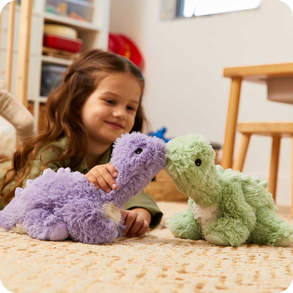 Purple Long Neck Dinosaur Warmies - Soft Plush Heating Pad for Kids & Adults | Perfect for Stress Relief, Anxiety, and Cold Weather Comfort | Great for Bedtime, Travel, and Relaxation