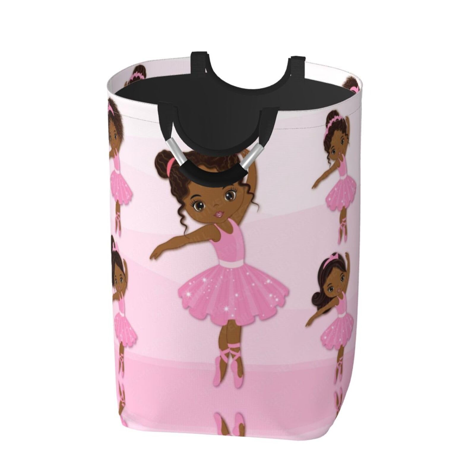 Stylish African American Girl Laundry Hamper - 52L Large Storage Basket for Toys, Clothes & Organizing - Perfect for Home, Bathroom, Bedroom, Dorm & Nursery - Great for Kids' Room Decor & Daily Laundry Storage